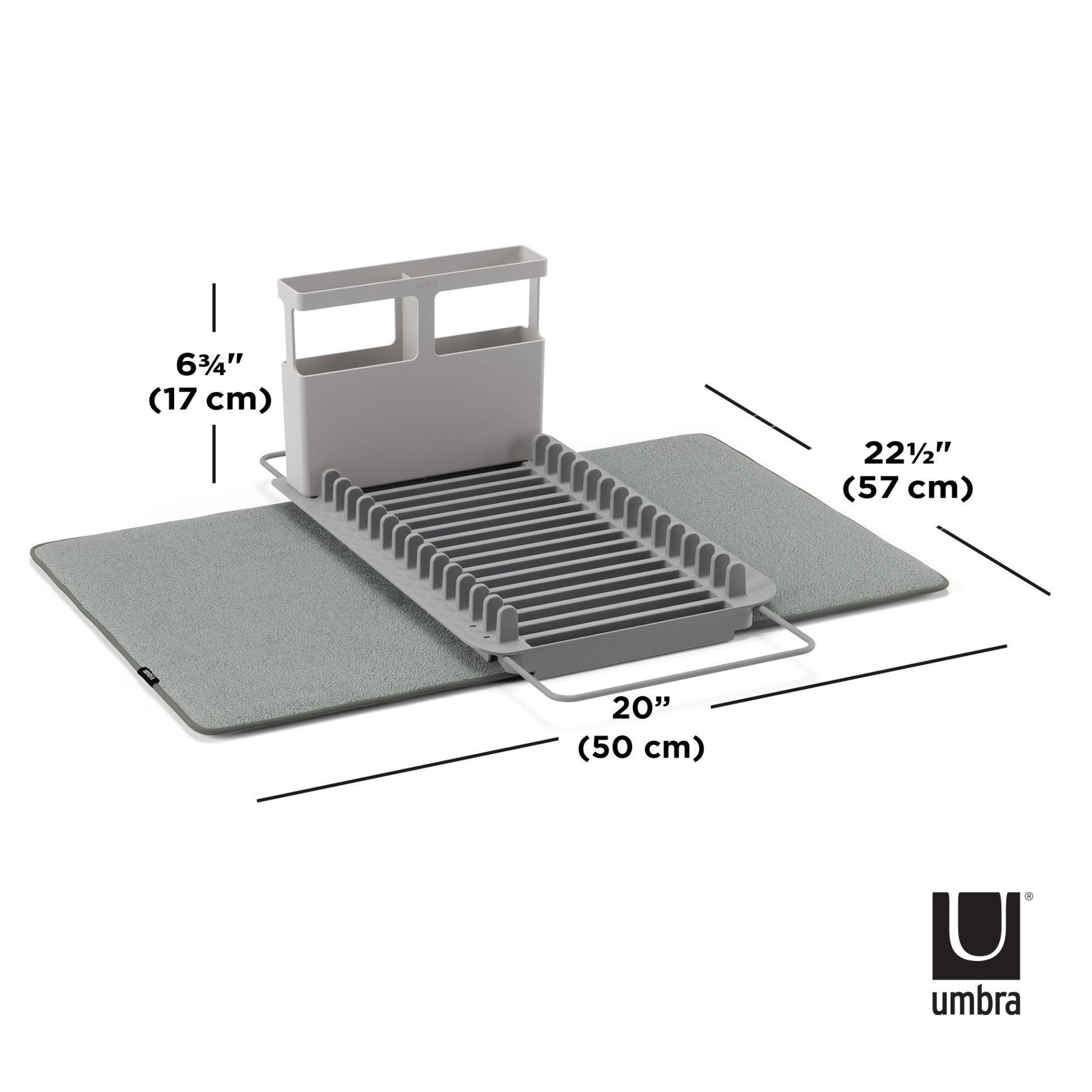 UDry Over the Sink Dish Rack with Drying Mat - Space Saving Kitchen Organizer for Drying Dishes, Cups & Utensils - Perfect for Small Apartments & RVs