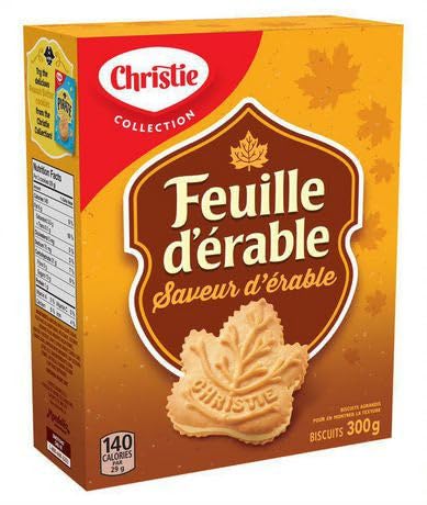 Christie Maple Leaf Maple Flavor Cookies 300g (10.6oz) - Pack of 12 - Imported from Canada - Perfect for Snacking, Gifts & Tea Time
