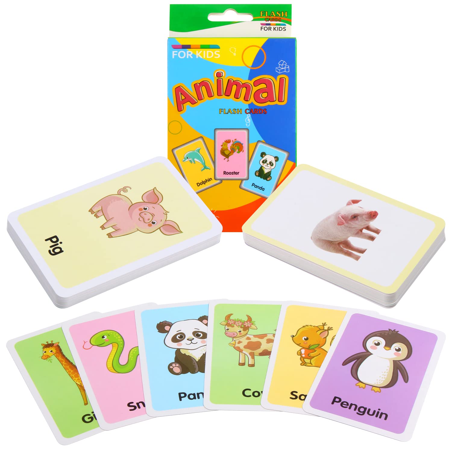 SULOLI Animal Flash Cards for Toddlers - 36 Educational Picture Cards for Early Learning, Preschool & Homeschooling | Fun Visual Learning Tool for Kids Ages 1-3
