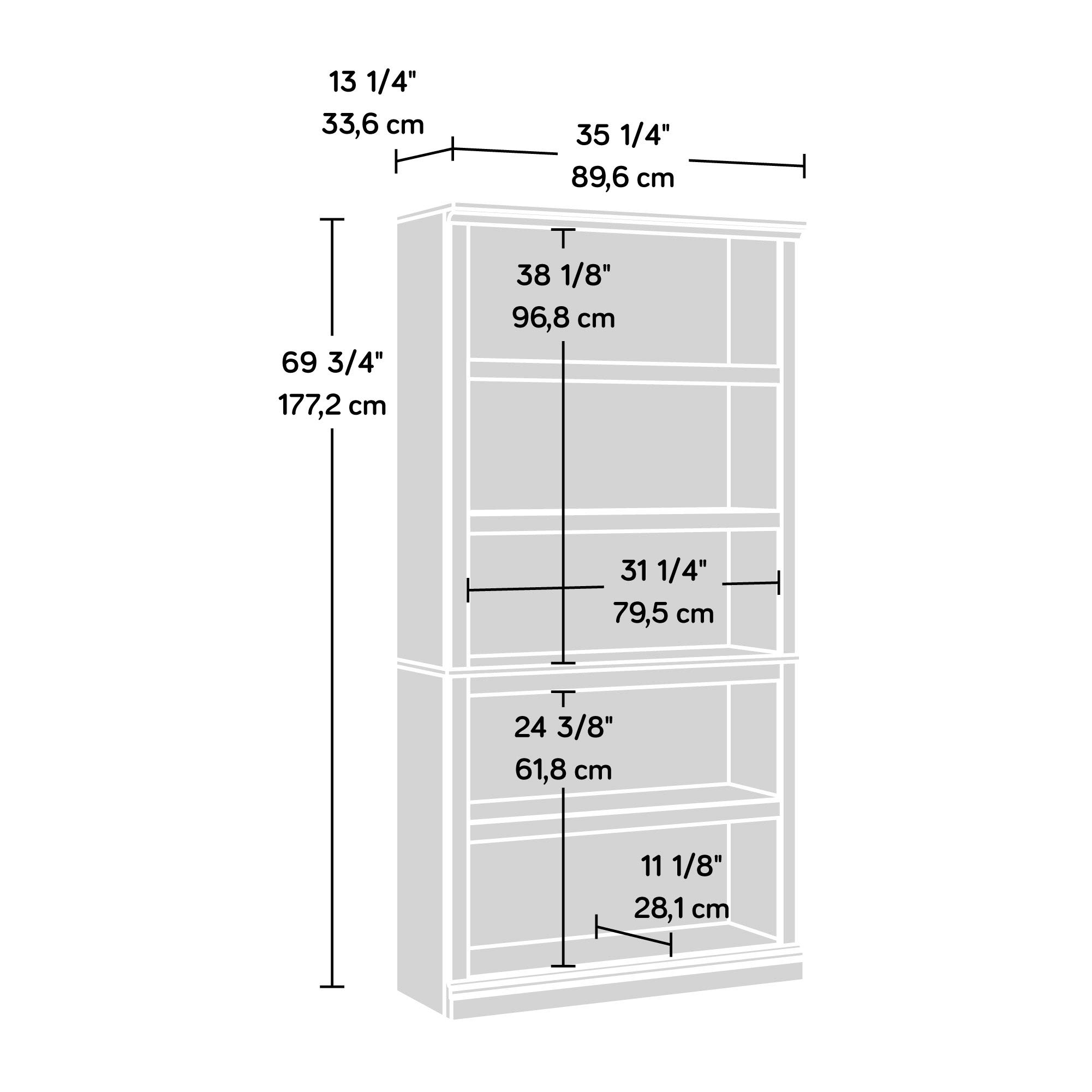 Sauder 5-Tier Wooden Bookcase - Multipurpose Bookshelf for Home Office, Living Room & Bedroom Storage - Mystic Oak Finish - Perfect for Organizing Books, Decor & Display Items