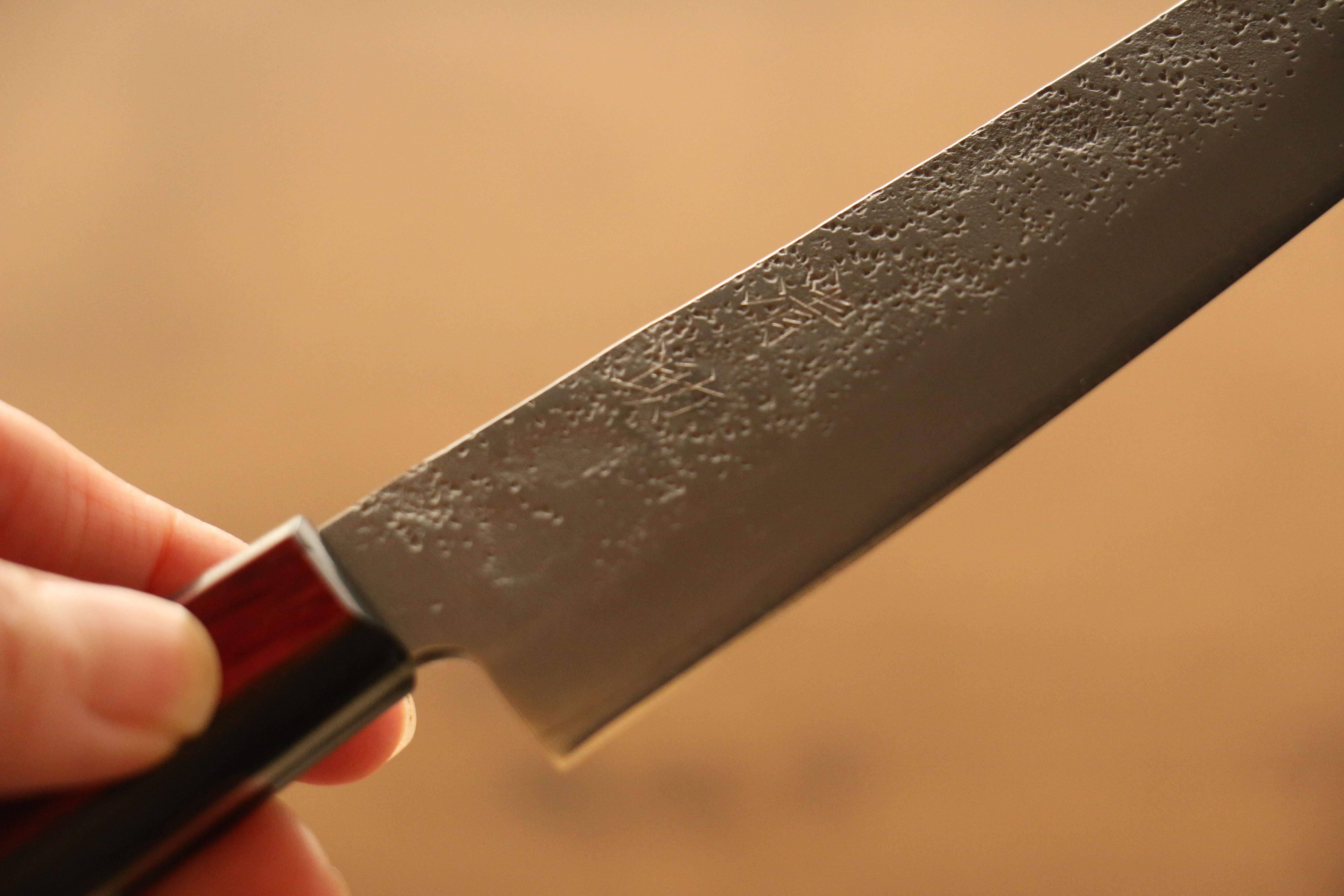 Seisuke Silver Steel No.3 Nashiji Petty Utility Knife 135mm - Red Pakka Wood Handle - Japanese Kitchen Knife for Slicing, Peeling & Precision Cutting - Perfect for Home Chefs & Professional Kitchens