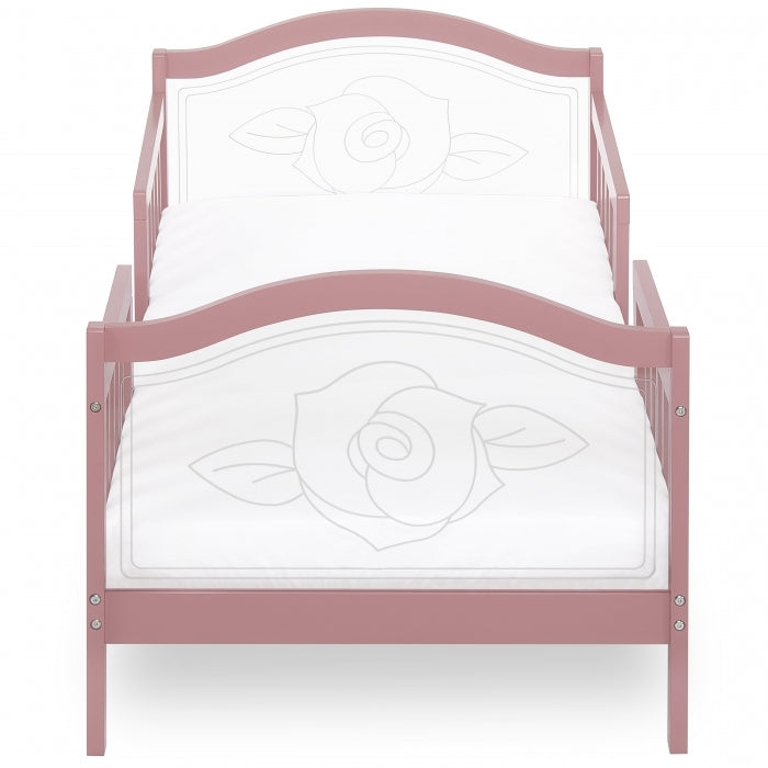 Dream On Me Rosie Toddler Bed - Convertible Kids Bed with Safety Rails, Pink & White Nursery Furniture for Girls - Perfect for Toddler Room, Daycare or Sleepover
