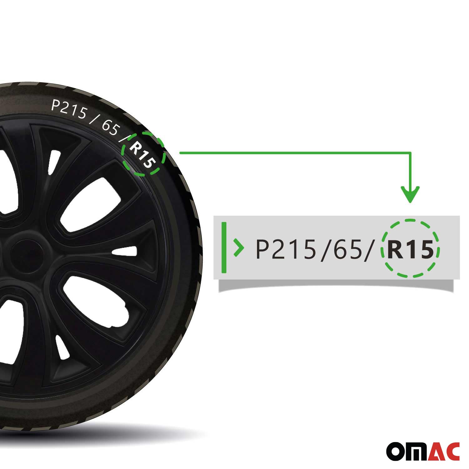OMAC - 15 Inch Glossy Black Hub Caps Set of 4 for Hyundai Elantra | Premium Snap-On Wheel Covers | Durable Replacement Rim Accessories | Perfect for Car Upgrades & Protection