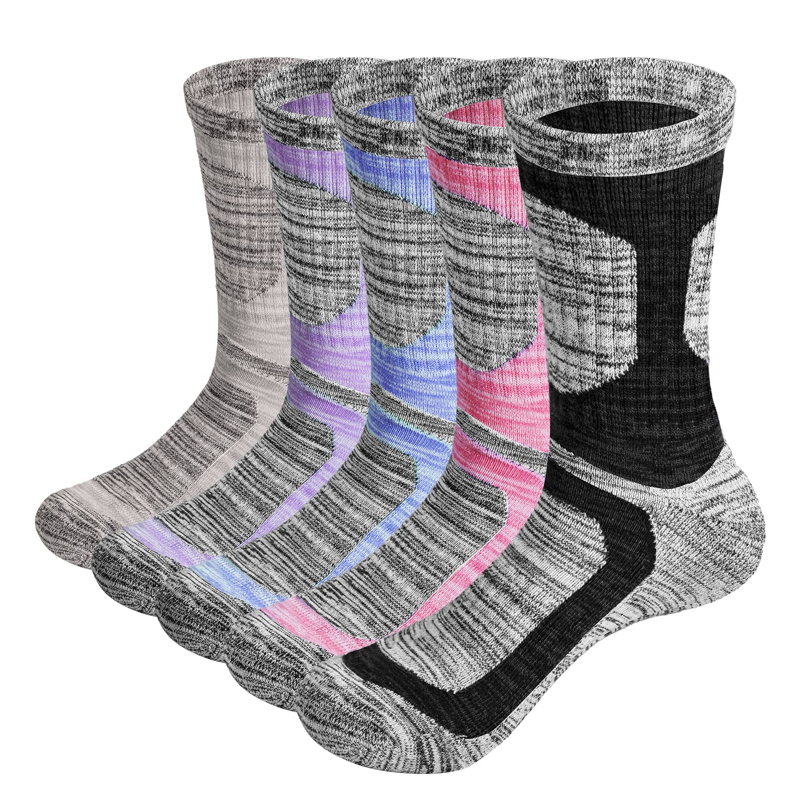 YUEDGE Women's Hiking & Sports Socks - Moisture-Wicking Cotton Cushioned Crew Socks with Thermal Warmth (Sizes 6-11) - Perfect for Outdoor Adventures, Running & Winter Activities