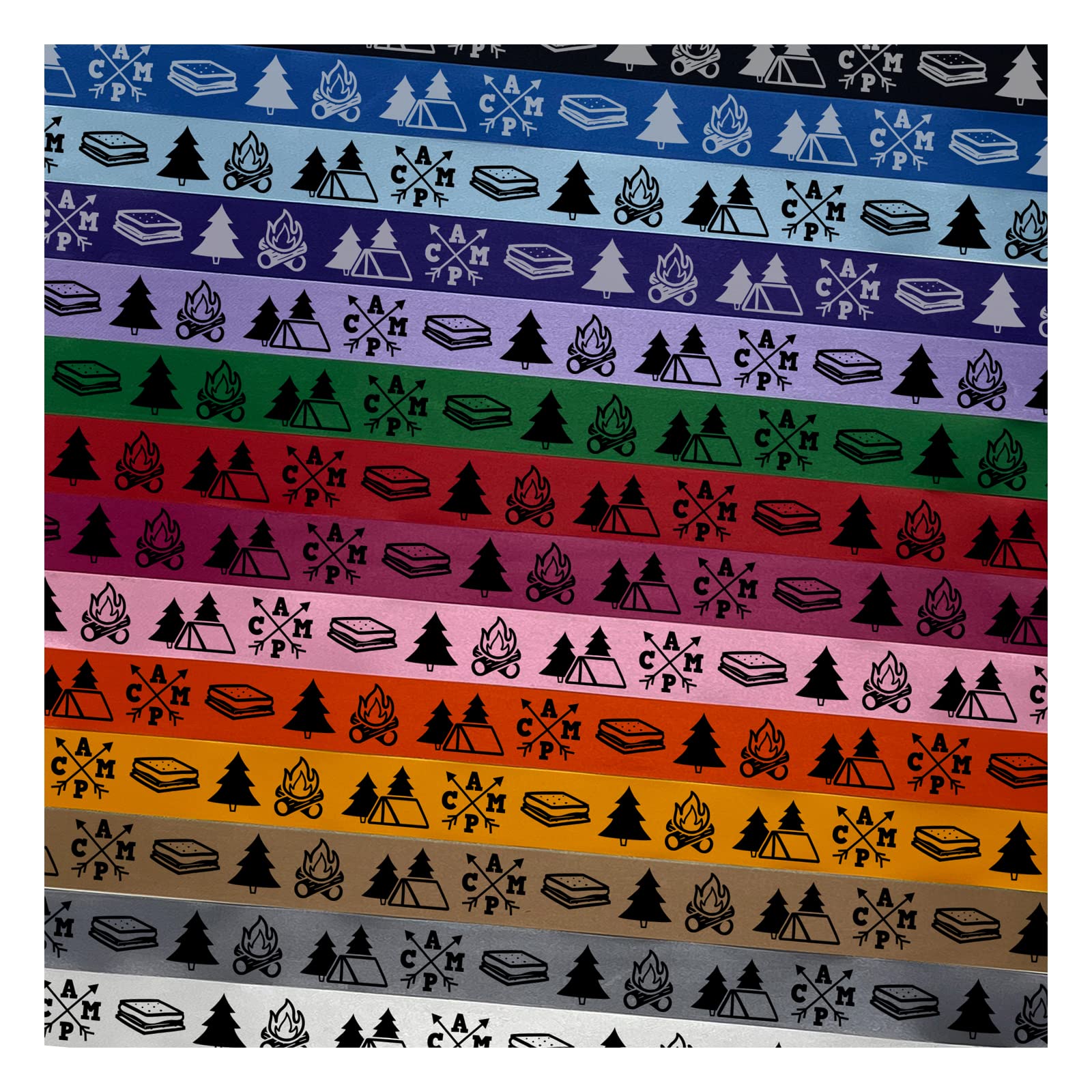 3 Yards Light Pink Satin Ribbon with Black Pine Tree Print - 1 Inch Width for DIY Gift Wrapping, Craft Projects, Camping Decor & Smores Party Supplies - Perfect for Christmas Bows, Campfire Themed Parties & Woodsy Home Decor
