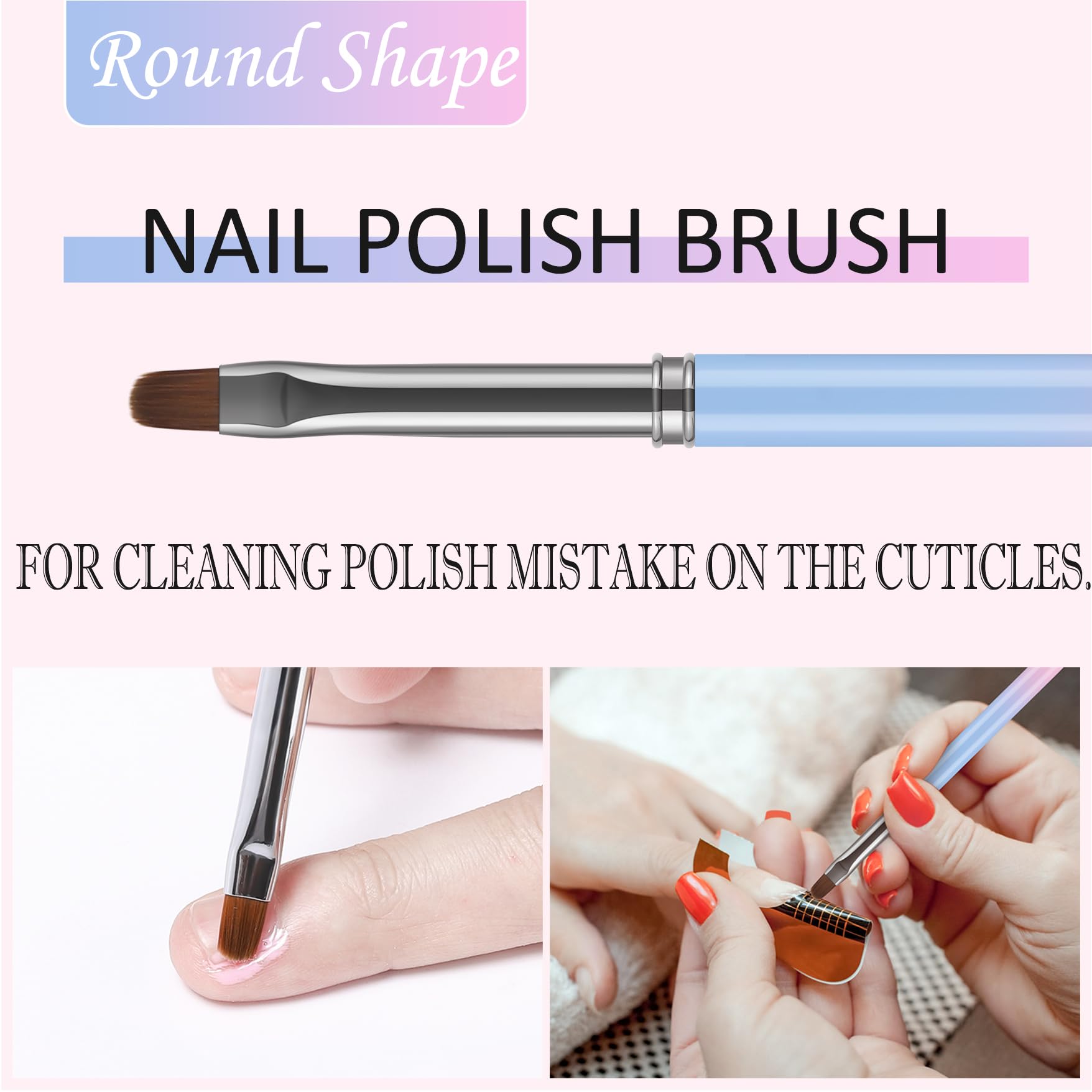 **JASSINS Nail Art Clean Up Brushes Set - 3 Pcs Flat, Oval & Fine Angled Gel Nail Brushes for Professional Nail Art Design, DIY Painting & Polish Mistake Correction | Perfect for Cuticle Cleaning & Salon Use**