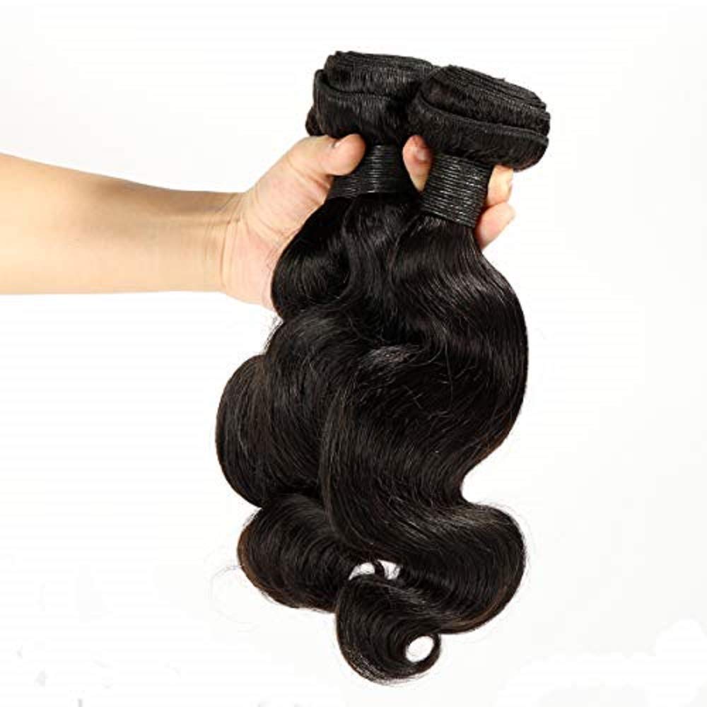 100% Unprocessed 10A Brazilian Body Wave Human Hair Weave - 3 Bundles with 4x4 Middle Part Lace Closure - Natural Color (8,8,8+8 Inch) for Sew-in Weave, Hair Extensions & Styling - Perfect for Daily Wear, Parties & Special Occasions