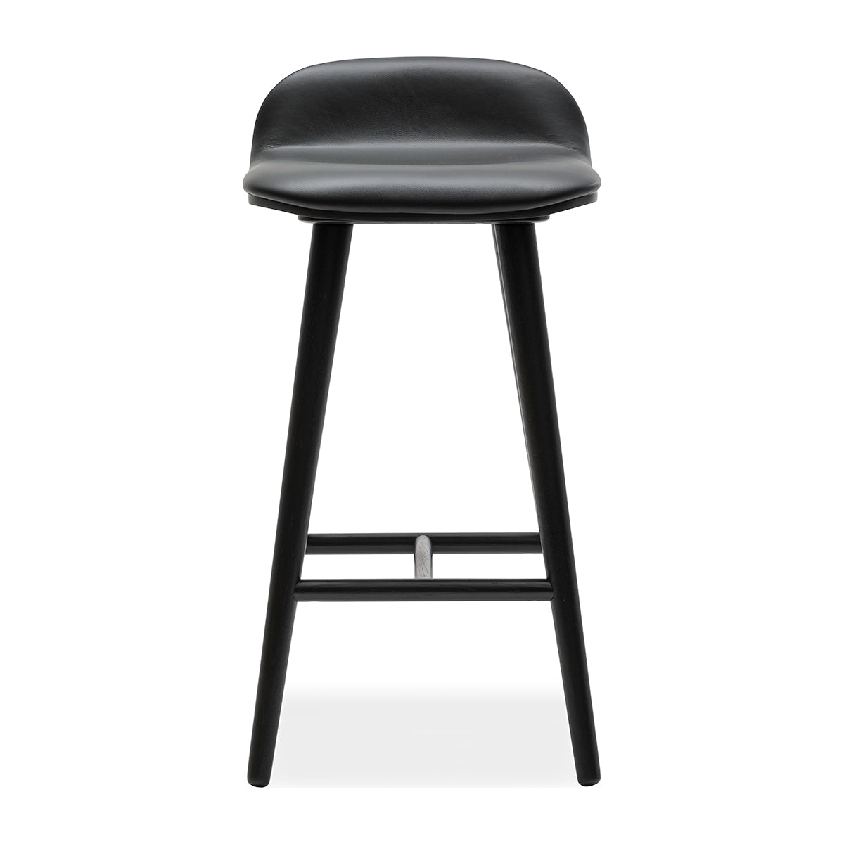 Premium Black Leather Bar Stool - Adjustable Height Modern Counter Stool for Kitchen Island, Home Bar & Dining Room - Comfortable PU Leather Seat with Metal Base