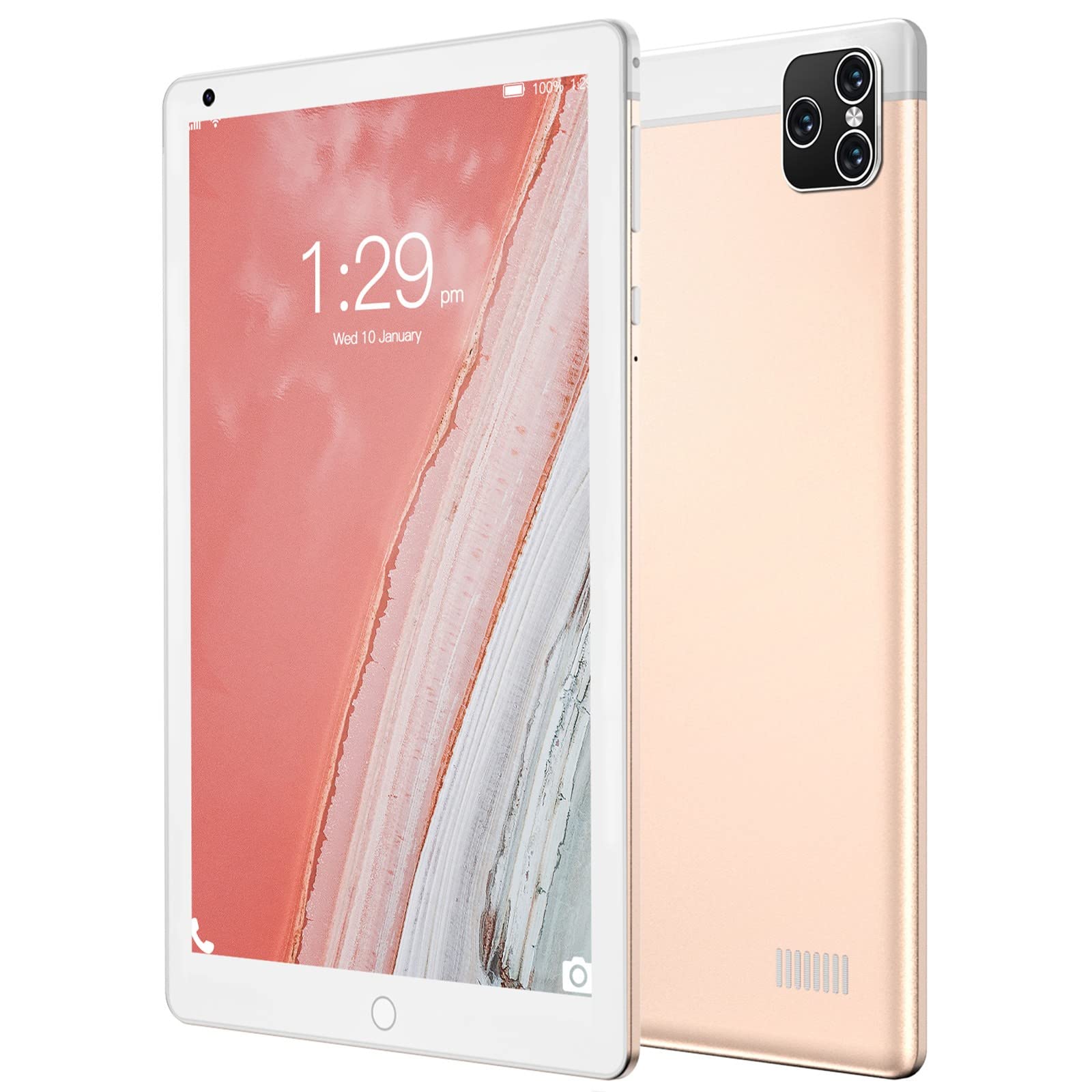 8 Inch Android 6 Tablet with 3G Phone Function - 16GB Storage, Dual SIM, 5MP Camera, WiFi, Bluetooth, GPS, Quad Core HD Touchscreen - Gold (Perfect for Video Calls, Social Media & Mobile Entertainment)