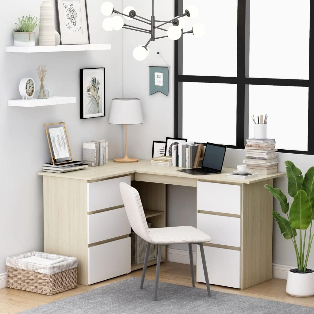 Industrial L-Shaped Corner Computer Desk 57.1