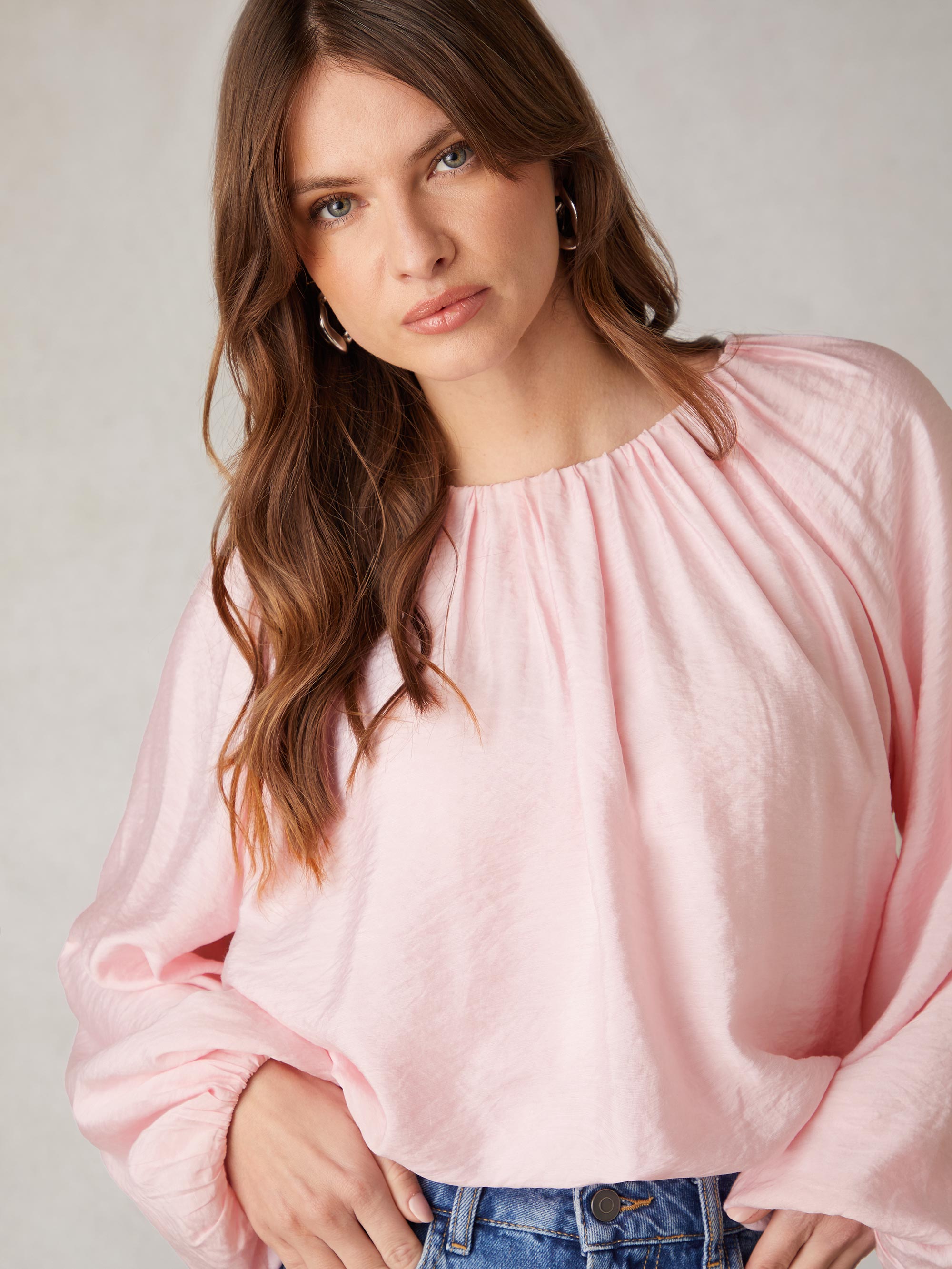 Stylish Pink Blouson Sleeve Top for Women | Trendy Puff Sleeve Blouse | Perfect for Casual Outings, Date Nights & Office Wear
