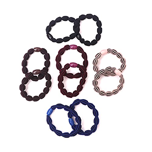 Honbon 10-Pack Random Color Hair Rubber Bands - Multi Bright & Dark Colored Elastic Cotton Stretch Hair Ties for Women, Girls - Perfect for Ponytails, Braids & Everyday Hair Styling