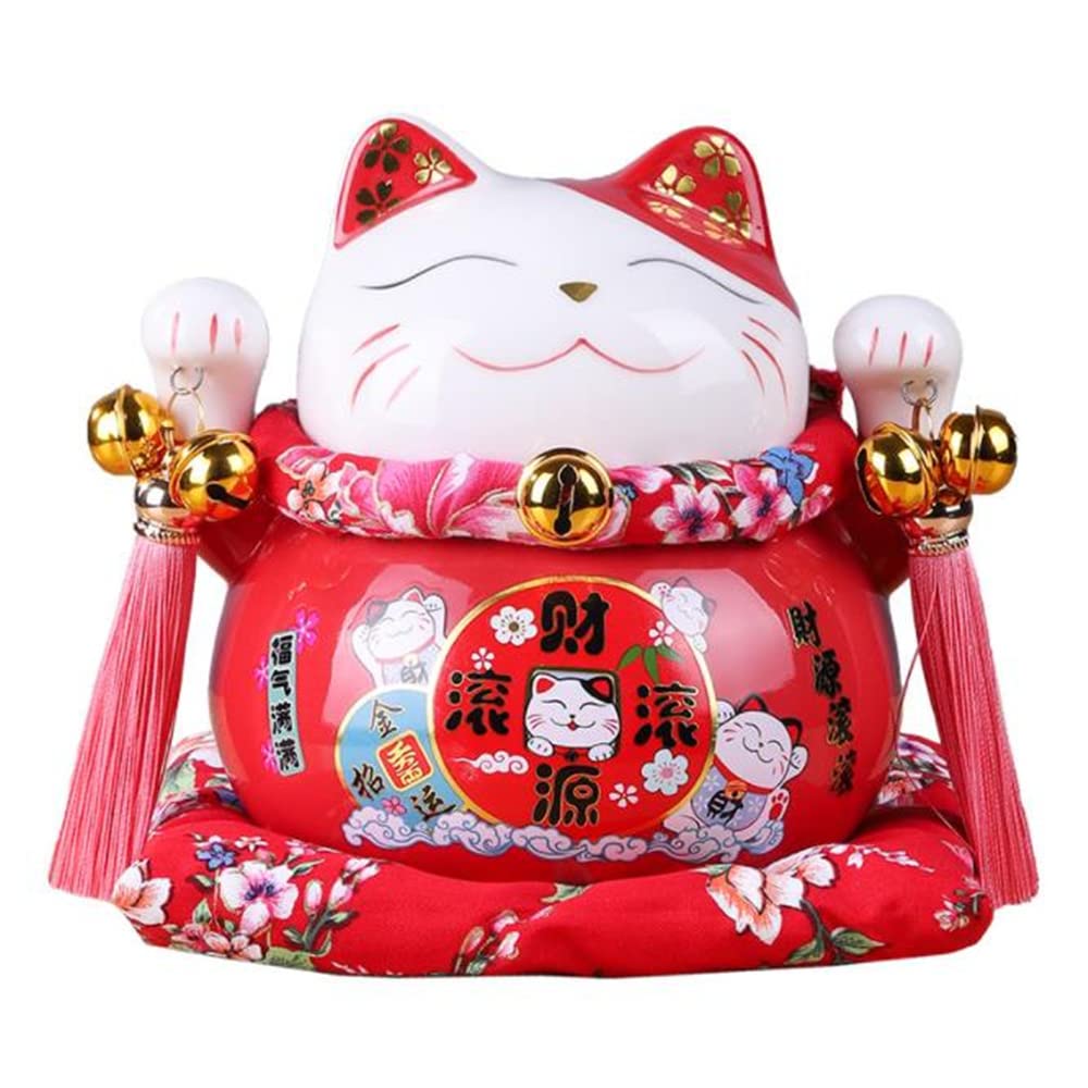 6 Inch Lucky Fortune Cat Rocker Decoration - Feng Shui Wealth & Prosperity Ornament for Home, Office, Gift Giving