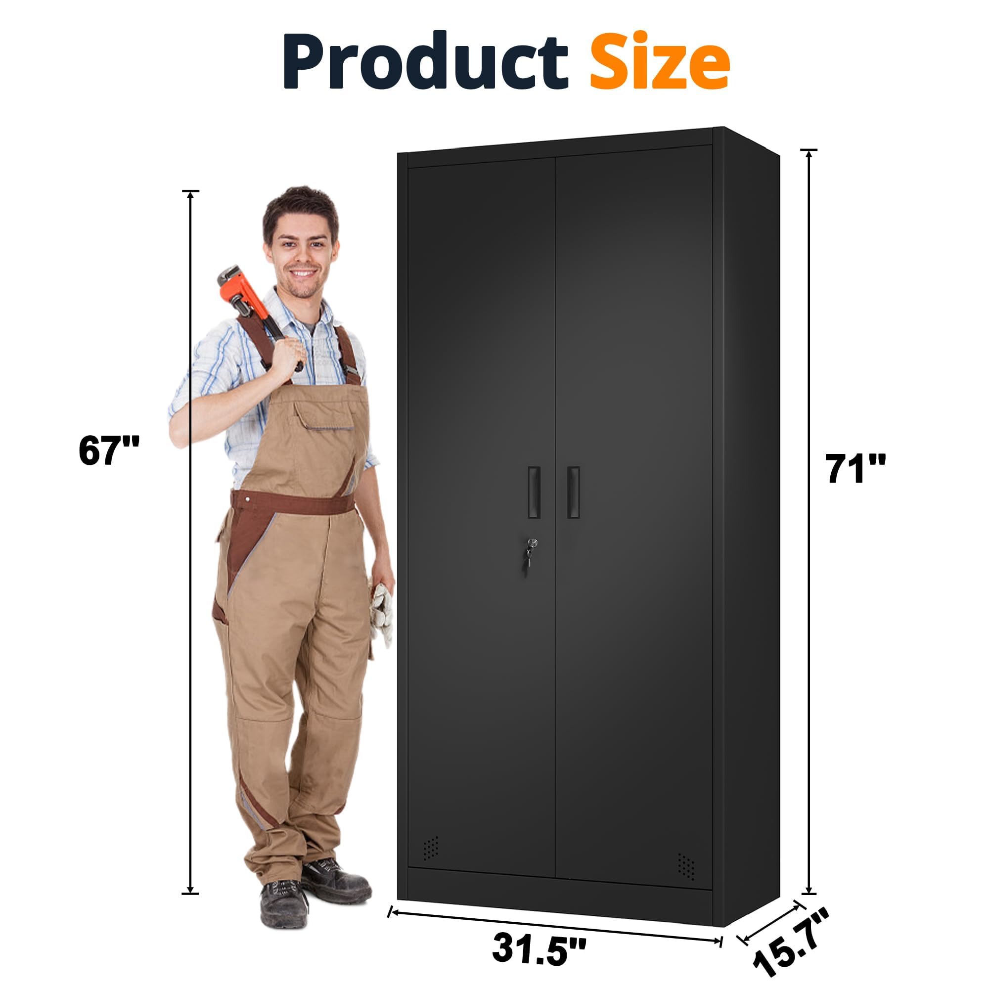 Heavy Duty Metal Garage Storage Cabinet - 71
