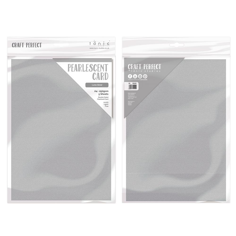 Pearlescent Cardstock Paper - Luna Silver A4 Size (5 Sheets/Pack) for Scrapbooking, Invitations & DIY Craft Projects
