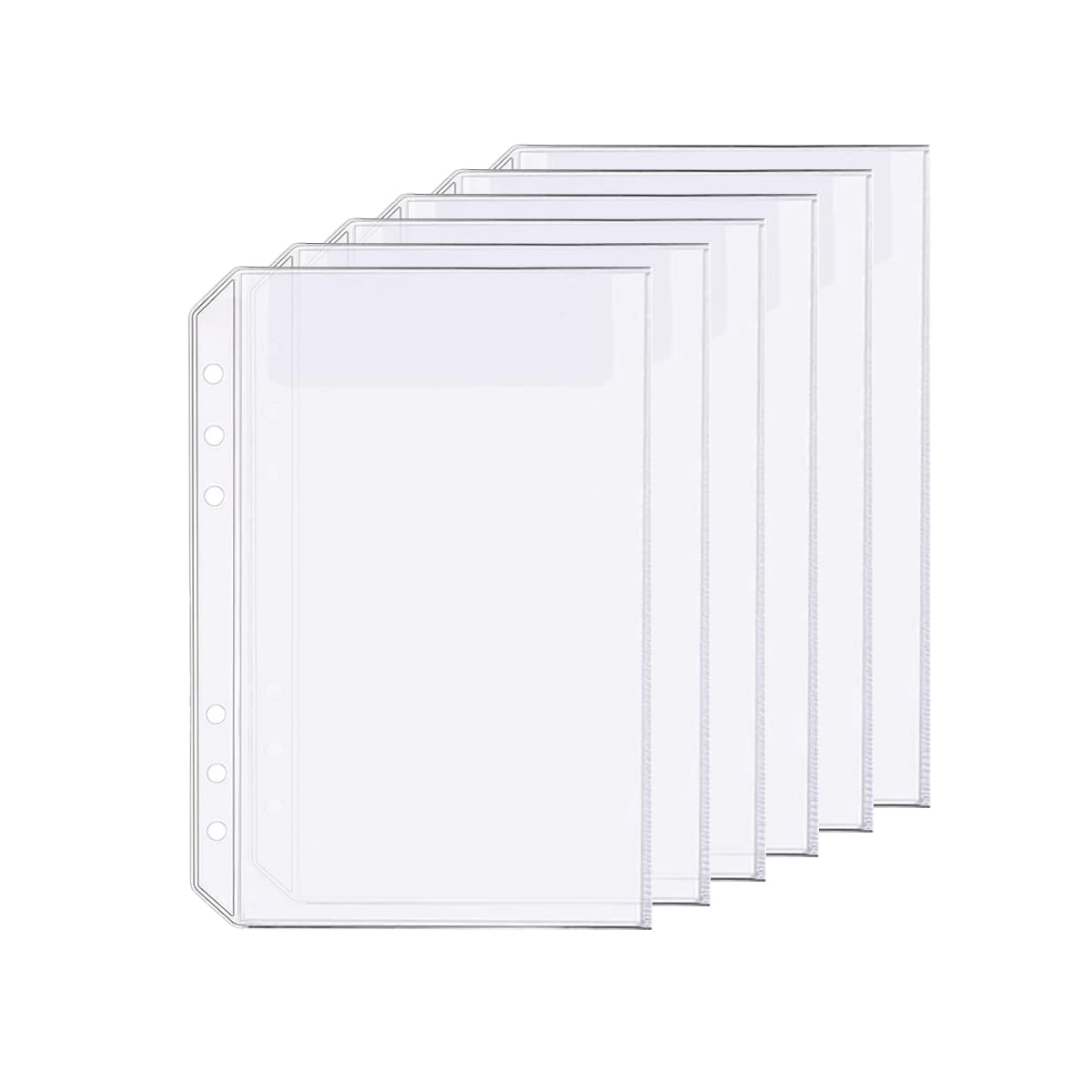 6 Pack A5 6-Hole Plastic Binder Folders - Waterproof Document Organizer for Receipts, Tickets & Papers (1 Pocket, A5 Size) - Perfect for Office, School & Home Organization