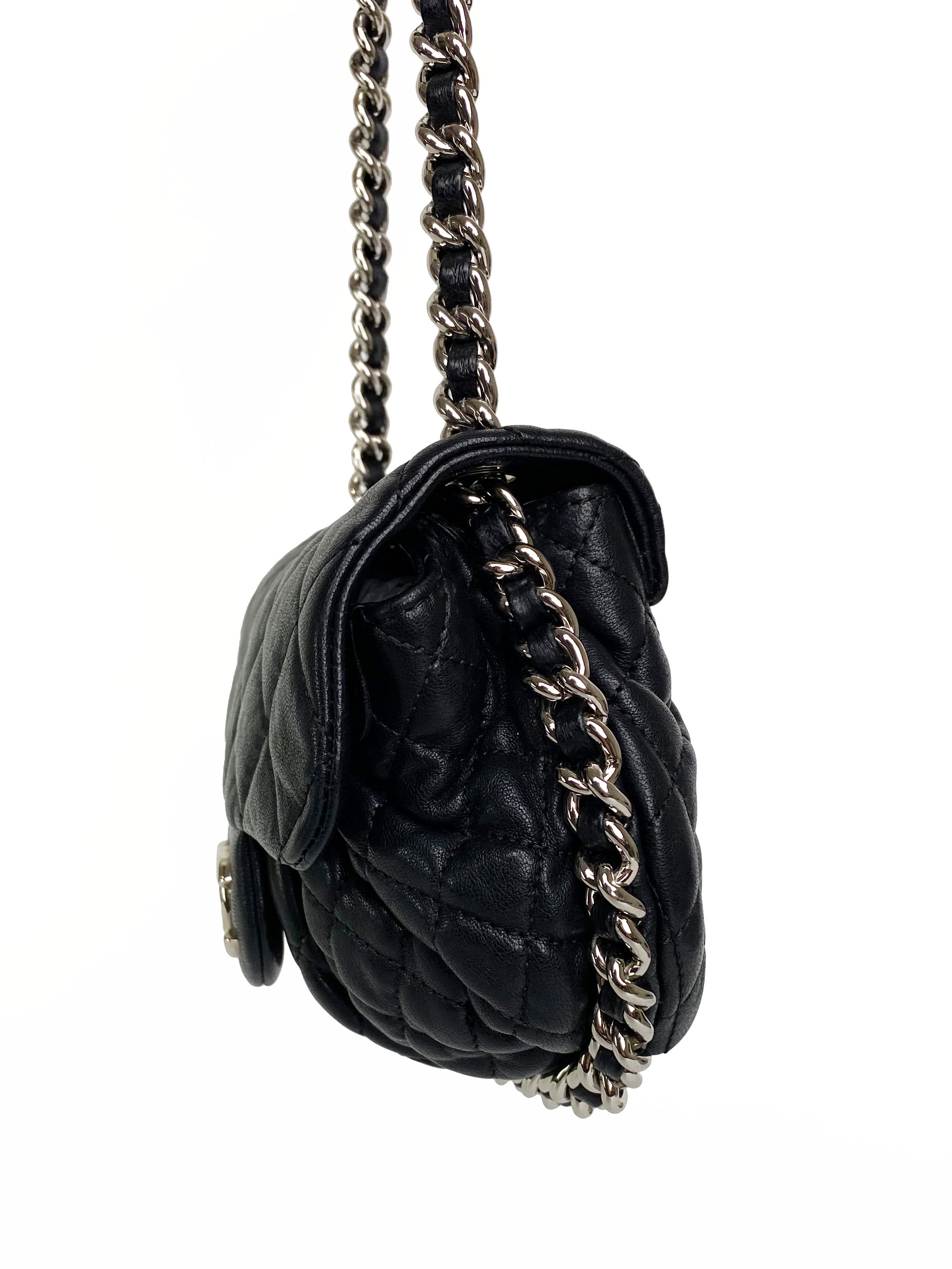 Vintage Chanel Black Quilted Leather Chain Around Shoulder Bag - Classic Luxury Handbag for Women, Perfect for Evening Parties & Date Nights