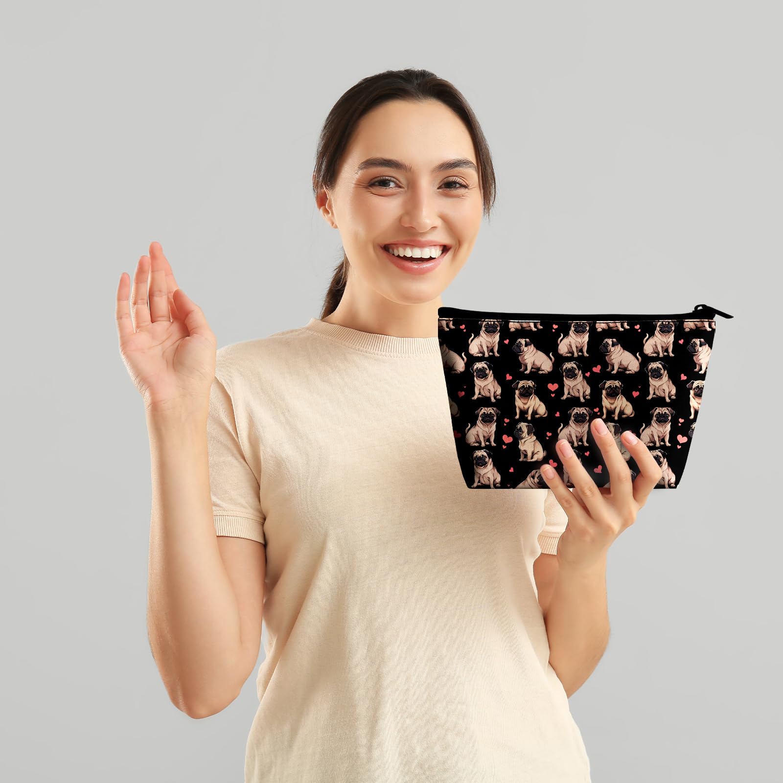 **2Pcs Cute Pug Dog Makeup Bags for Women - Waterproof Cosmetic Organizer & Travel Toiletry Pouch with Zipper - Perfect for Purse, Gym, Travel & Daily Use**