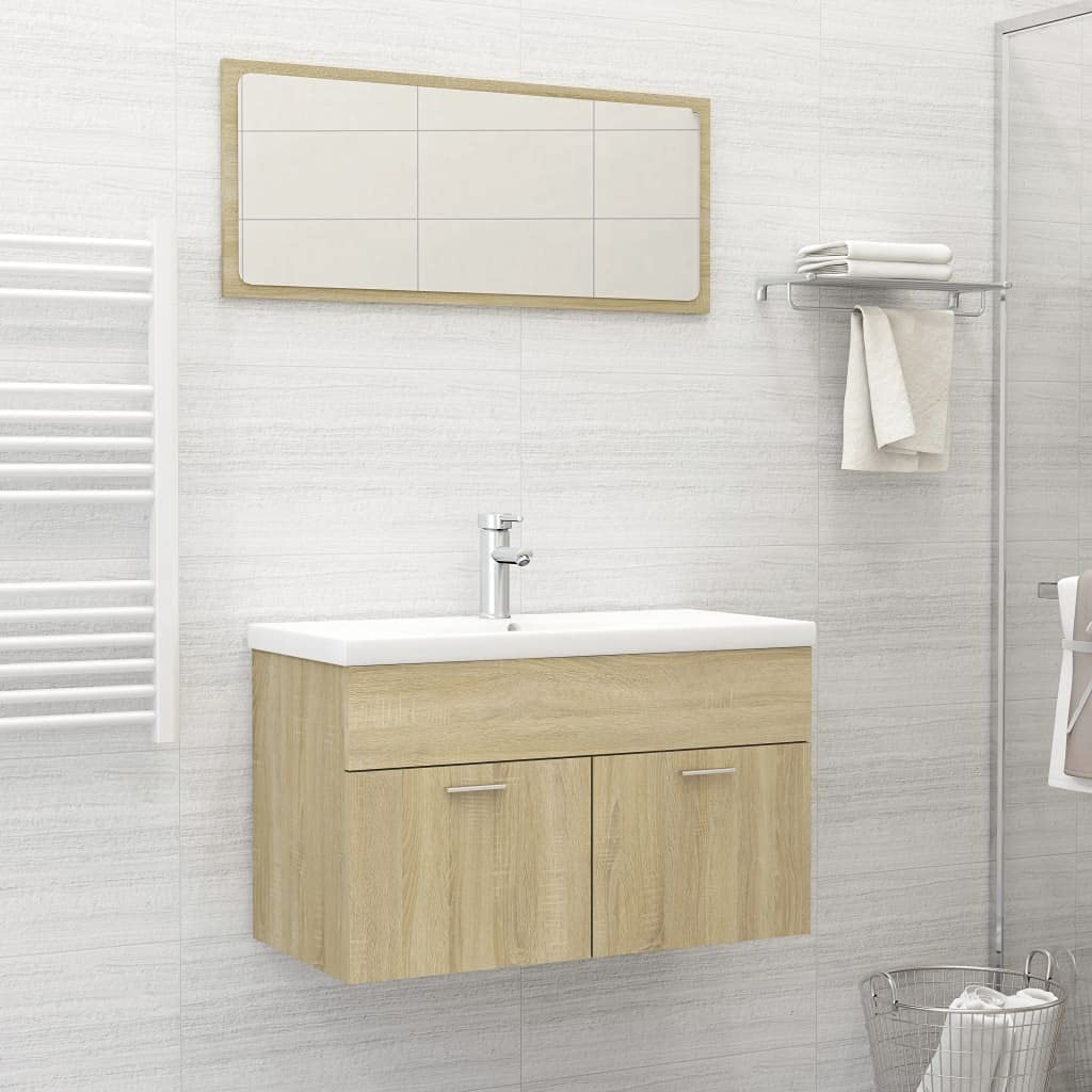Yeacher 2-Piece Bathroom Vanity Set with Storage, Sonoma Oak Finish Chipboard - Perfect for Small Bathrooms & Powder Rooms