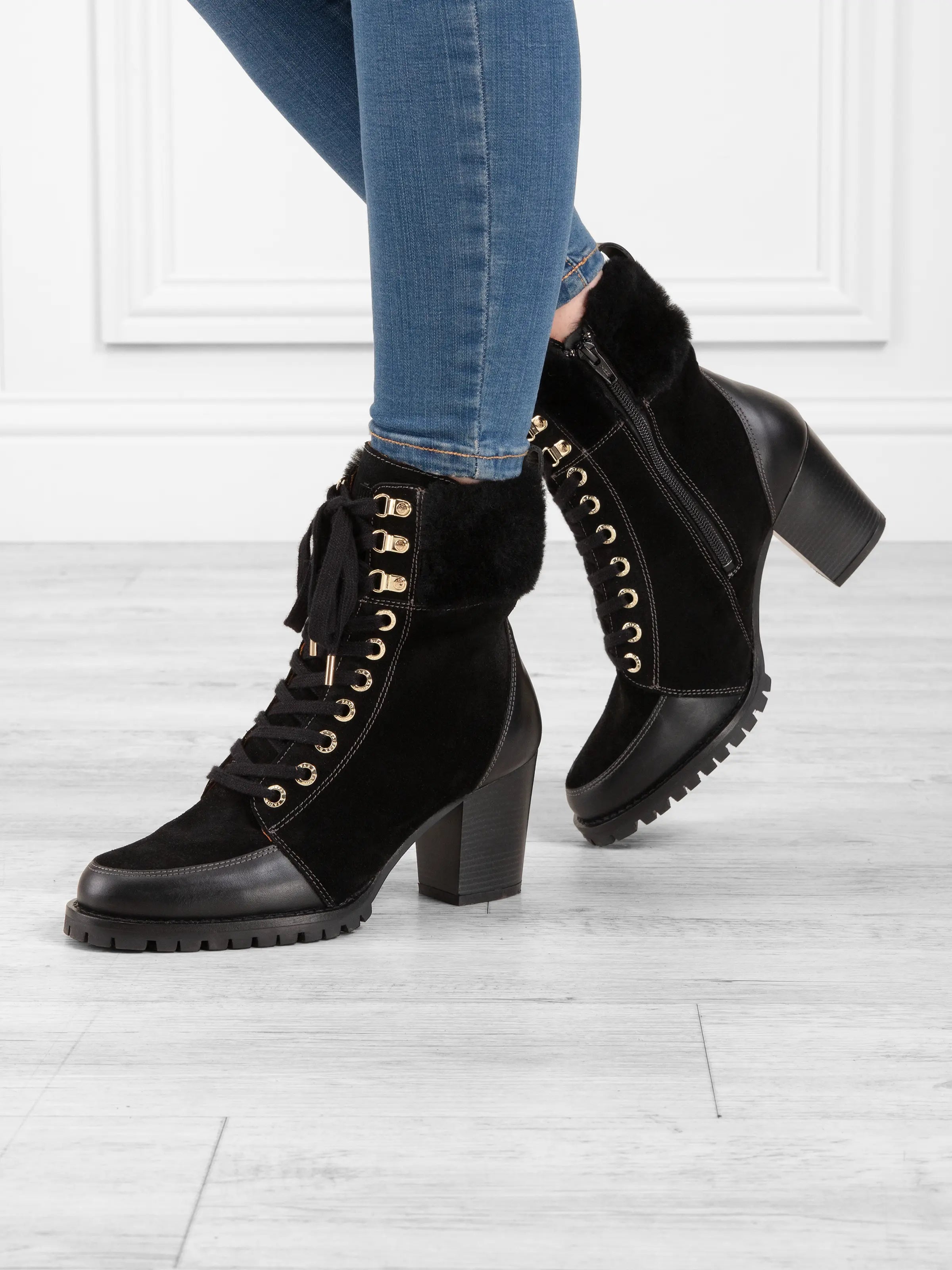Black Suede Heeled Uxbridge Boots for Women - Stylish & Comfortable Dress Shoes for Work, Party & Night Out