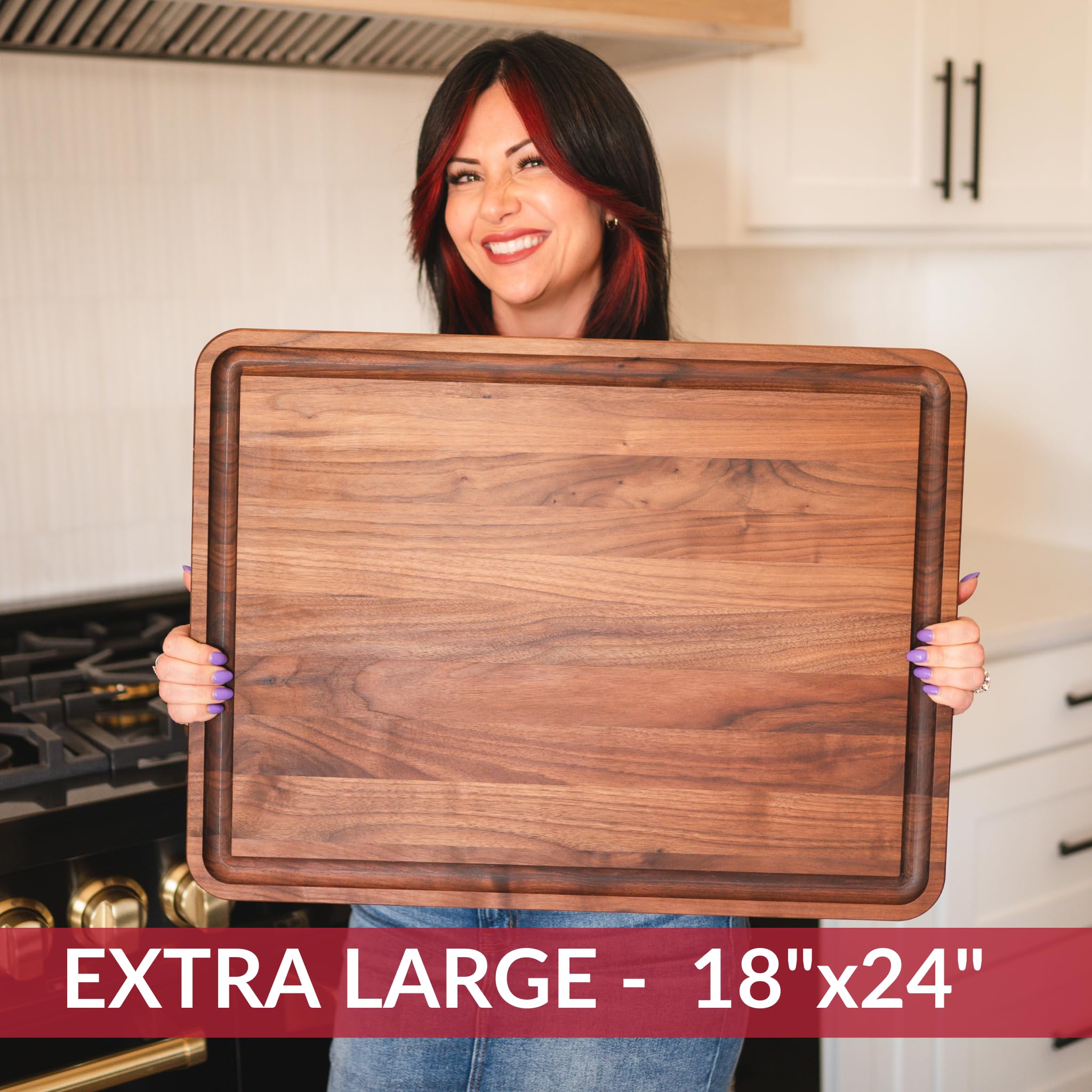 Premium Extra Large Walnut Wood Cutting Board 24