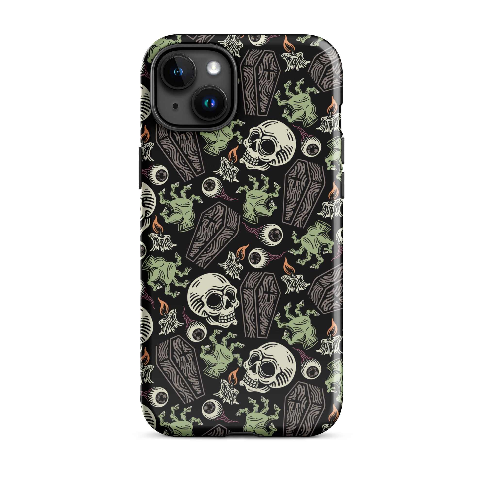Premium Skeleton Horror iPhone Case - Durable Shockproof Protection for iPhone 12/13/14/15 Pro Max - Gothic Halloween Aesthetic Phone Cover for Parties & Cosplay