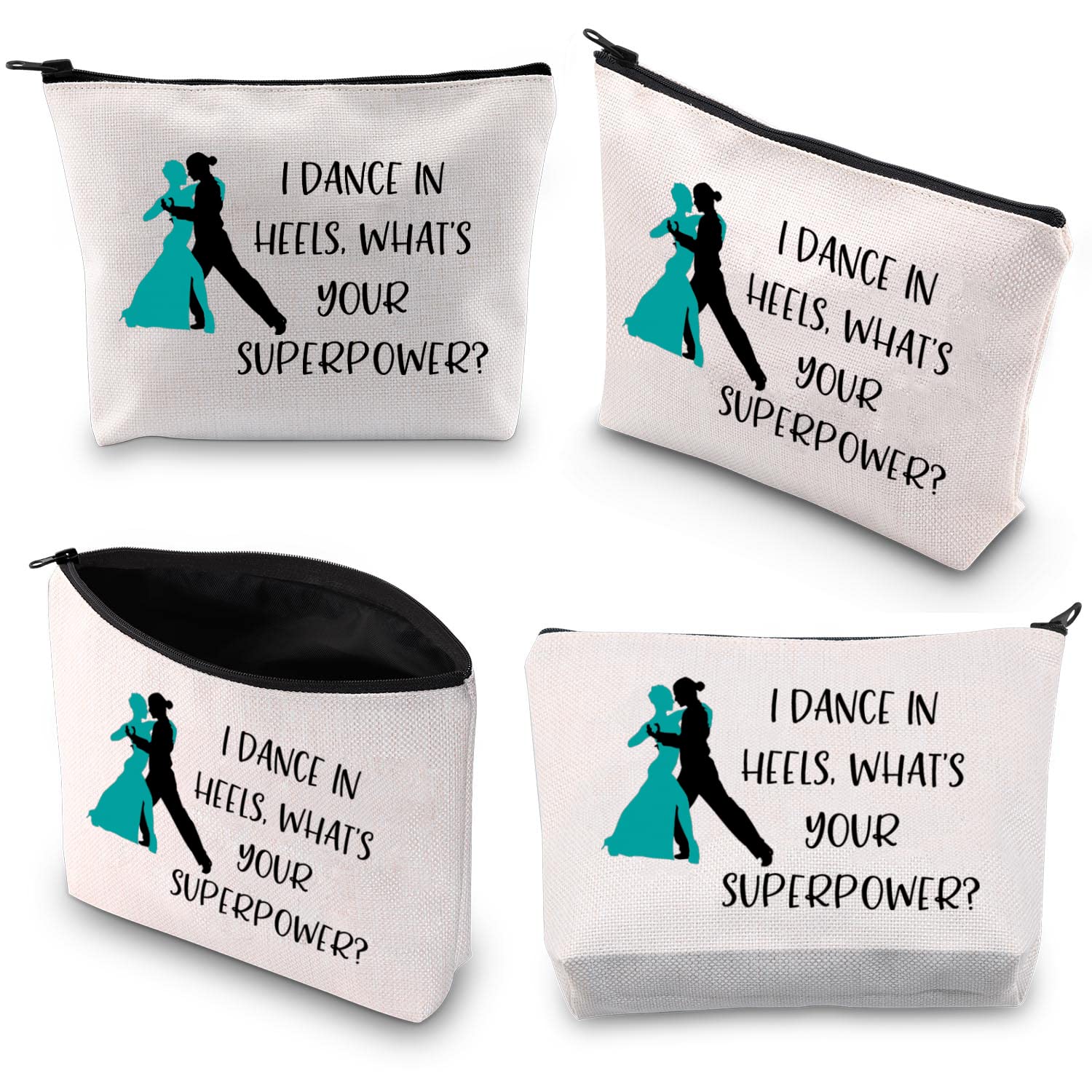 PLITI Ballroom Dancer Gift - Ballroom Dance Teacher Makeup Bag for Dance Heels Superpower - Zipper Pouch for Dance Accessories, Perfect for Dance Classes, Competitions & Practice Sessions