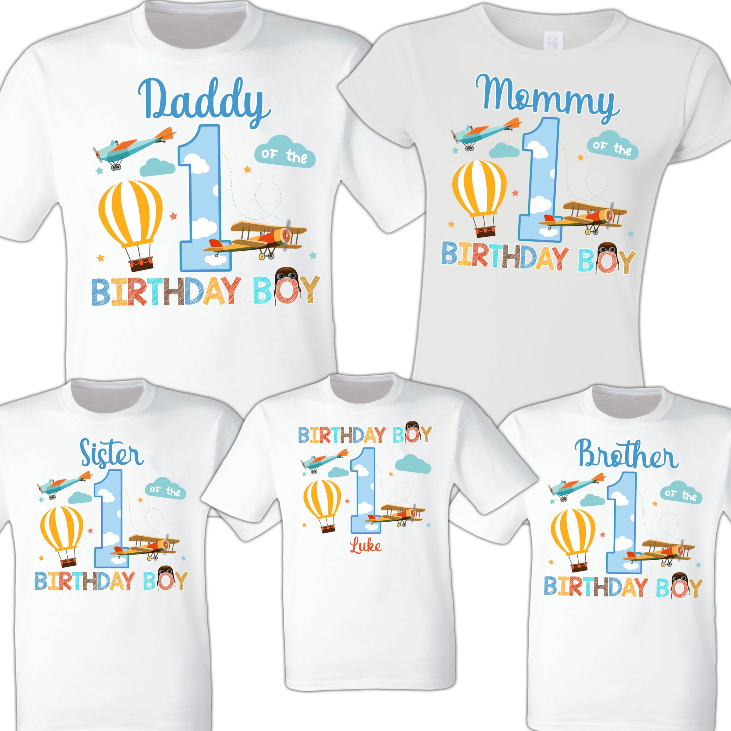 Custom Airplane Birthday Shirts for Family - Personalized Plane Themed Matching Outfits for Mom, Dad, Sister & Birthday Boy | Perfect for Airplane Themed Parties & Aviation Enthusiast Celebrations