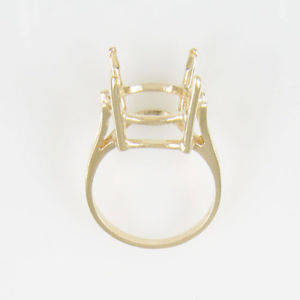 14K Solid Gold 9mm-15mm Round 4 Prong Pre-Notched Blank Ring Shank Setting - Size 7 (143-496) - Perfect for Custom Engagement Rings, Wedding Bands & Jewelry Making