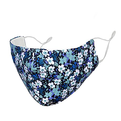ZaySoo Reusable Face Mask with Adjustable Ear Loops & 4 PM2.5 Filters - Floral Print Black Washable Cloth Mask for Women - Perfect for Daily Commute, Travel & Outdoor Activities