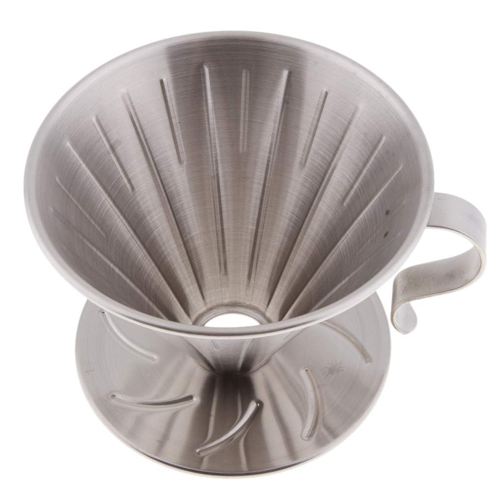 Premium Stainless Steel Pour Over Coffee Dripper - Reusable Coffee Filter Cone Brewer with Cup Holder for Home, Office & Cafe Use - Perfect for Specialty Coffee Lovers & Baristas