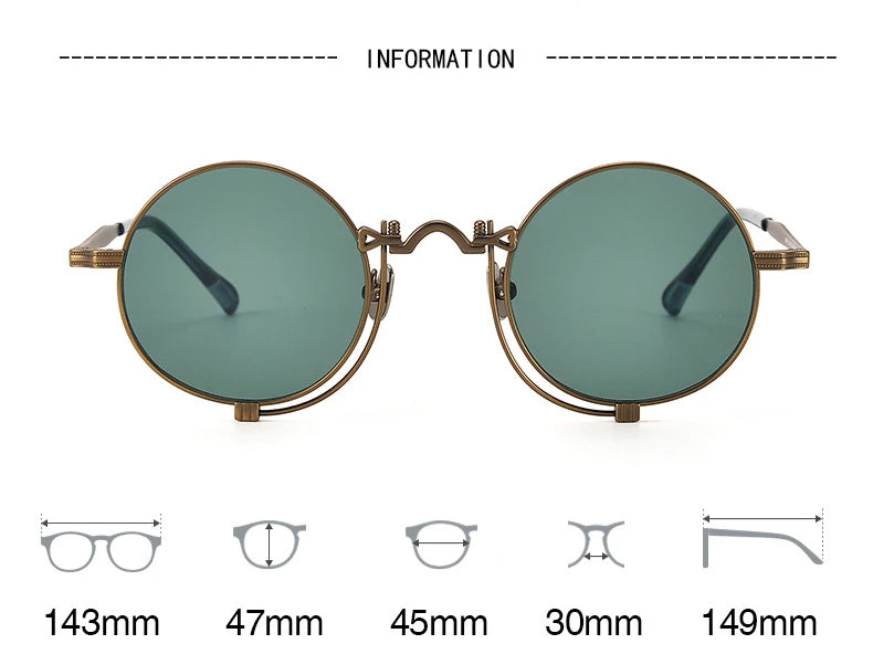 Unisex Black Titanium Polarized Sunglasses - Full Rim Round Frame 10601 | UV Protection for Driving, Outdoor Sports & Fashion