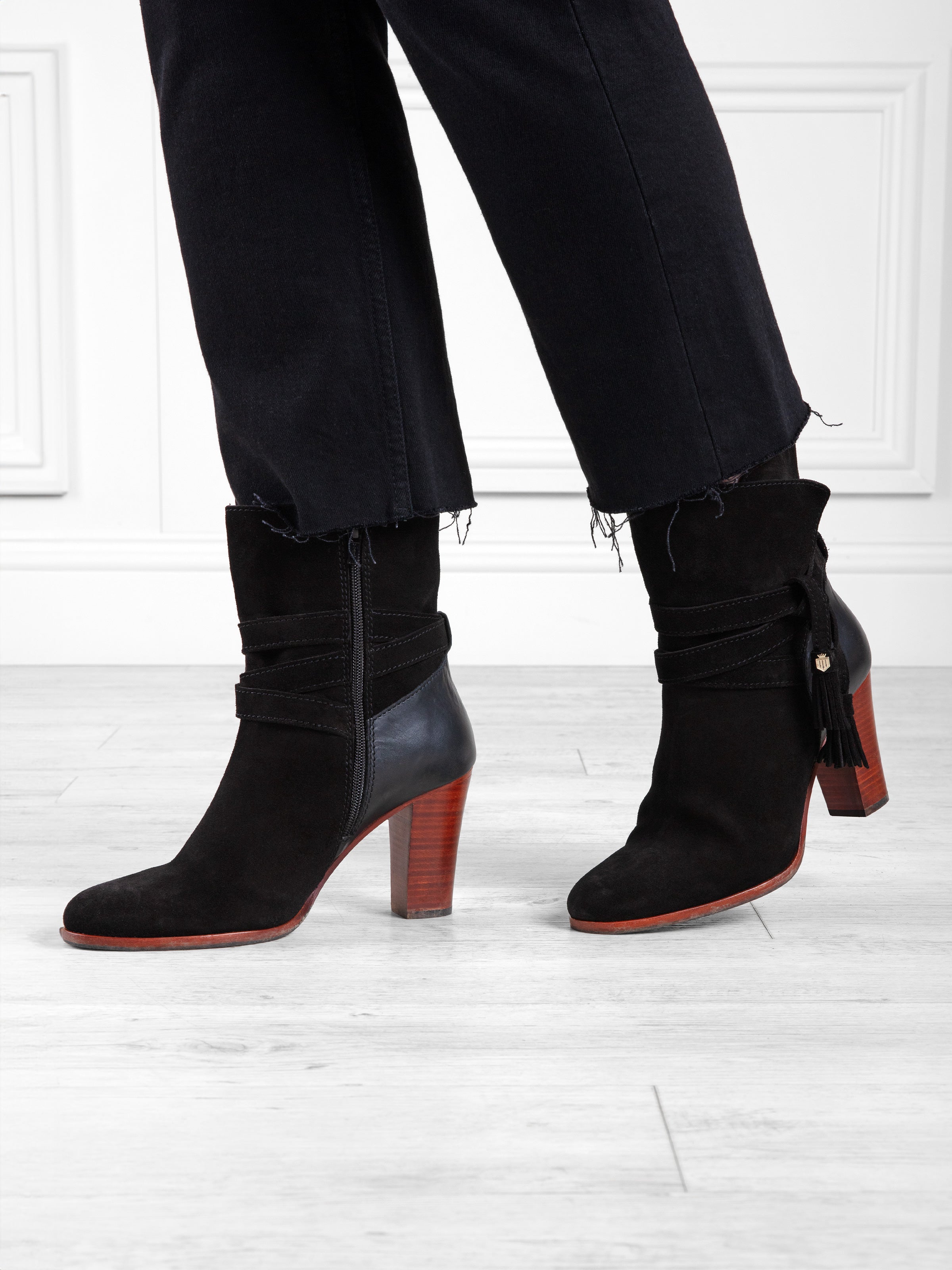 Dorset Women's Black Suede Ankle Boots - Comfortable Low Heel Chelsea Booties for Fall & Winter Fashion | Perfect for Work, Casual Outfits and Date Nights