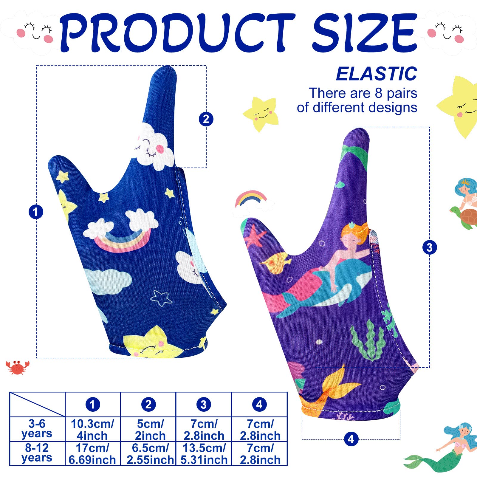 **Janmercy 16-Piece Thumb Sucking Prevention Gloves for Kids – Breathable Finger Guards to Stop Nail Biting & Finger Sucking – 8 Cute Designs, 2-Finger Style (Ages 3-6) – Perfect for Daycare, Travel & Bedtime Habits**