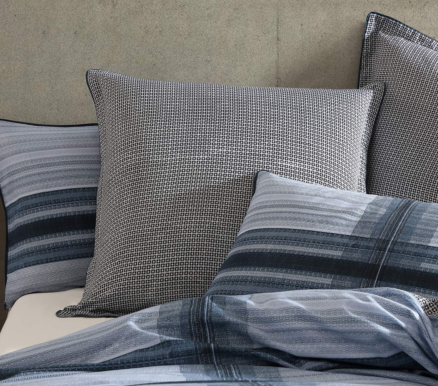 Premium Georgio Navy Blue European Pillowcase Set - Luxury 100% Cotton Bedding by Logan & Mason - Perfect for Master Bedroom, Guest Room & Hotel Decor
