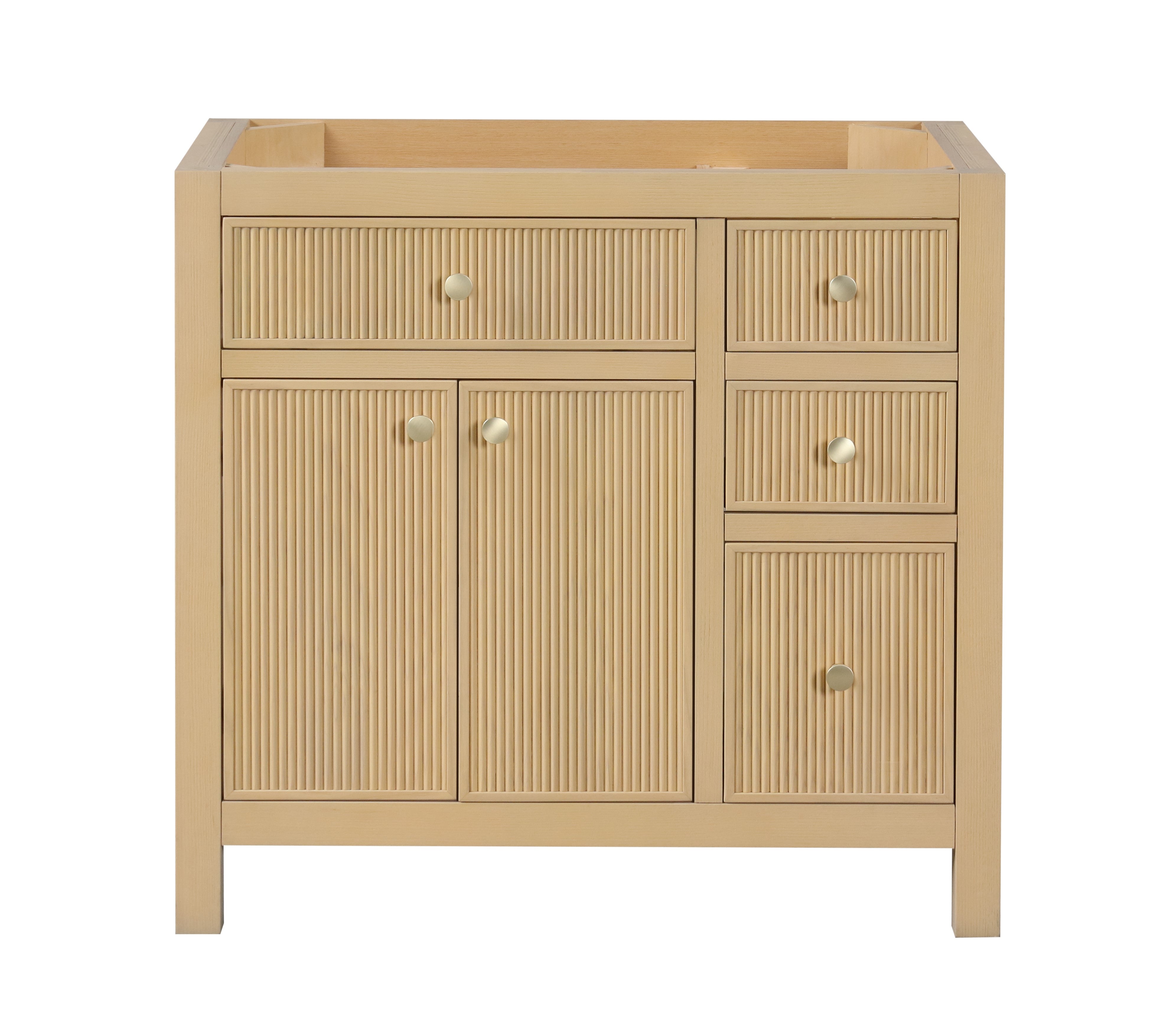 Bristol 35.5 Inch Solid Wood Bathroom Vanity in Natural White Ash - Cabinet Only | Perfect for Modern & Farmhouse Bathroom Decor