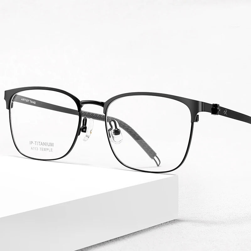 Bclear Unisex Full Rim Square Titanium Eyeglasses A113 - Lightweight Durable Frame for Men & Women - Perfect for Reading, Work & Everyday Wear