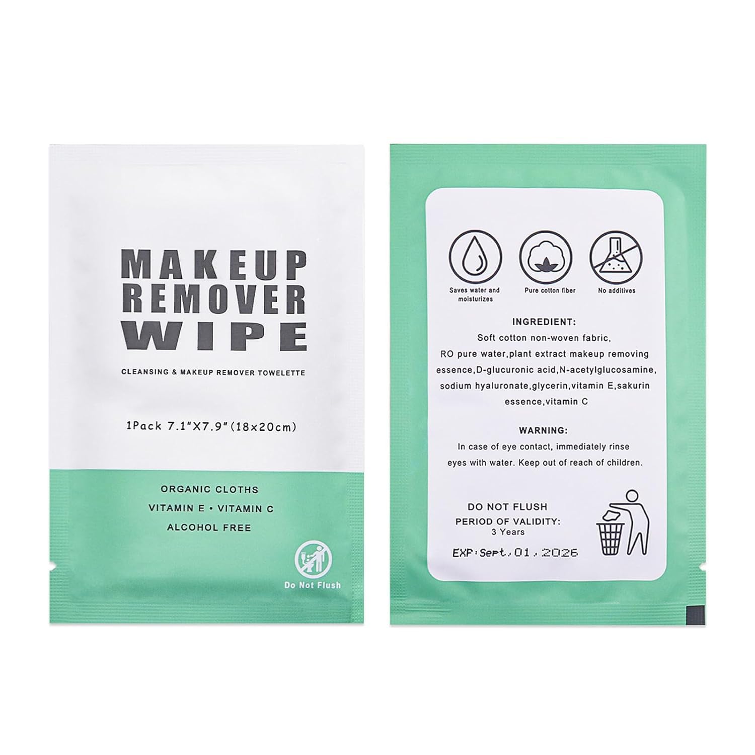 200 Individually Wrapped Makeup Remover Wipes - Bulk Facial Cleansing Wipes for Travel, Hotel & Daily Skin Care - Gentle Oil-Free Makeup Removing Cloths for Face, Eyes & Sensitive Skin - Perfect for On-the-Go, Gym & Emergency Touch Ups