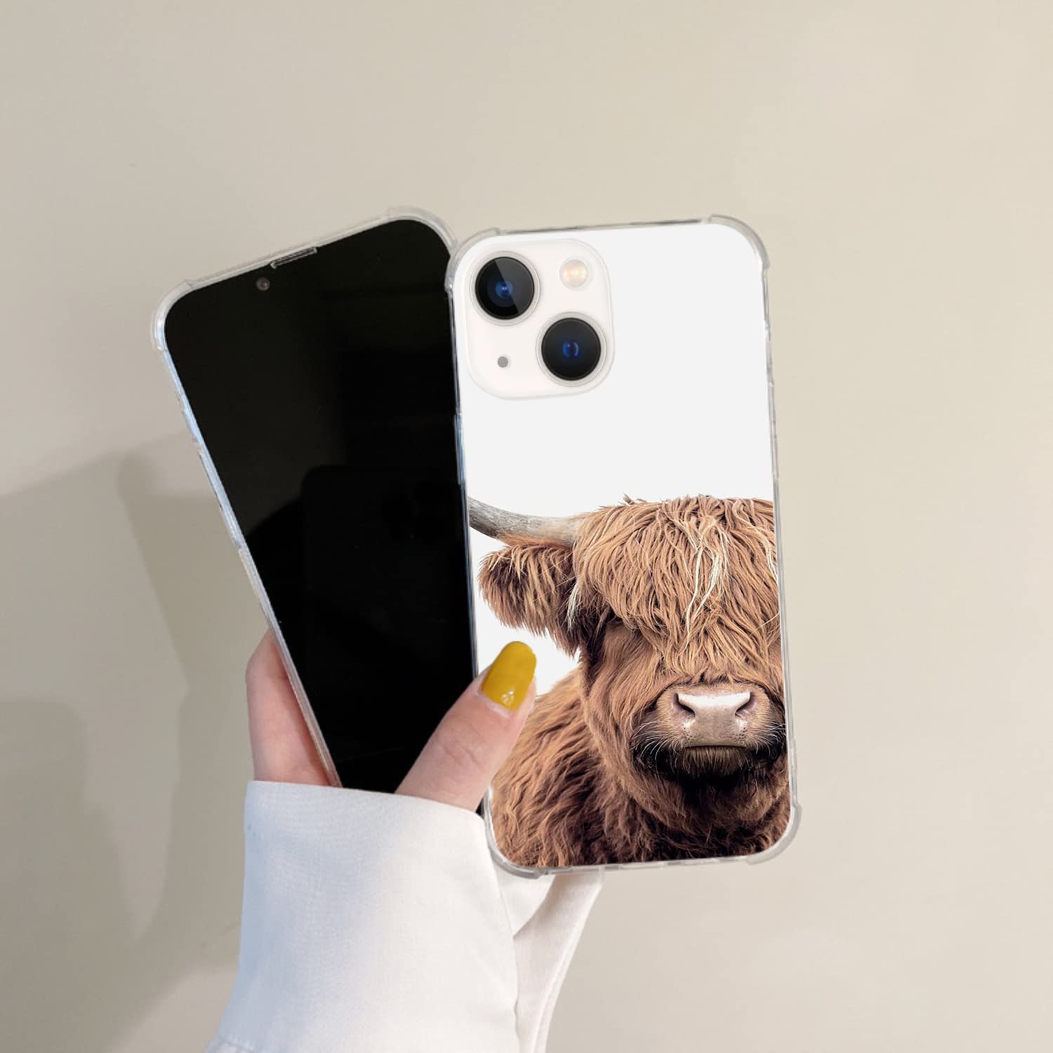 Scottish Highland Cow iPhone 13 Case - Trendy Brown Wild Animal Phone Cover for Men & Women | Durable TPU Bumper Protection | Perfect Gift for Nature Lovers & Farmhouse Decor Enthusiasts