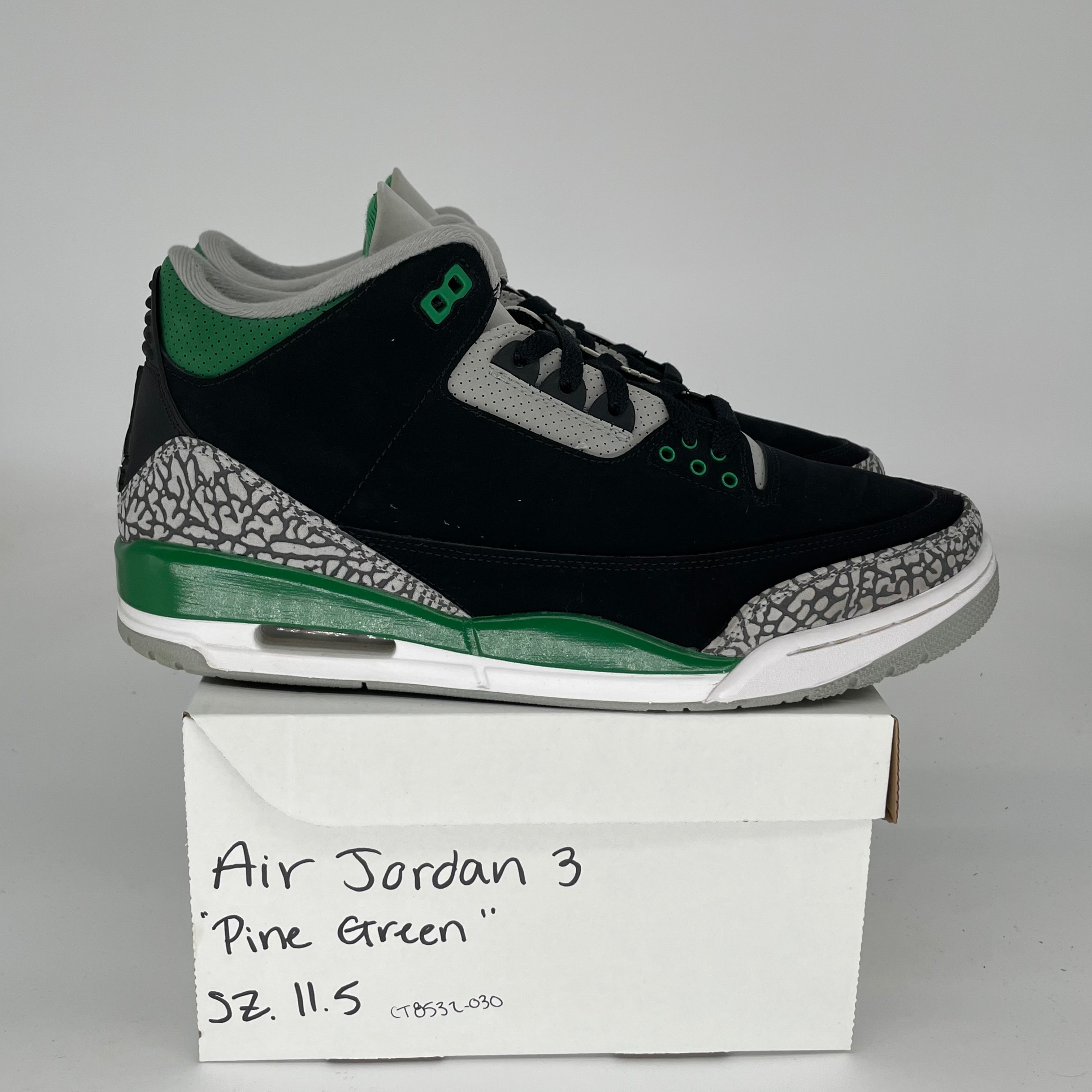 AIR JORDAN 3 PINE GREEN Men's Basketball Shoes Size 11.5 - Retro Style Sneakers CT8532-030 | Perfect for Streetwear, Casual Outfits & Sneaker Collectors