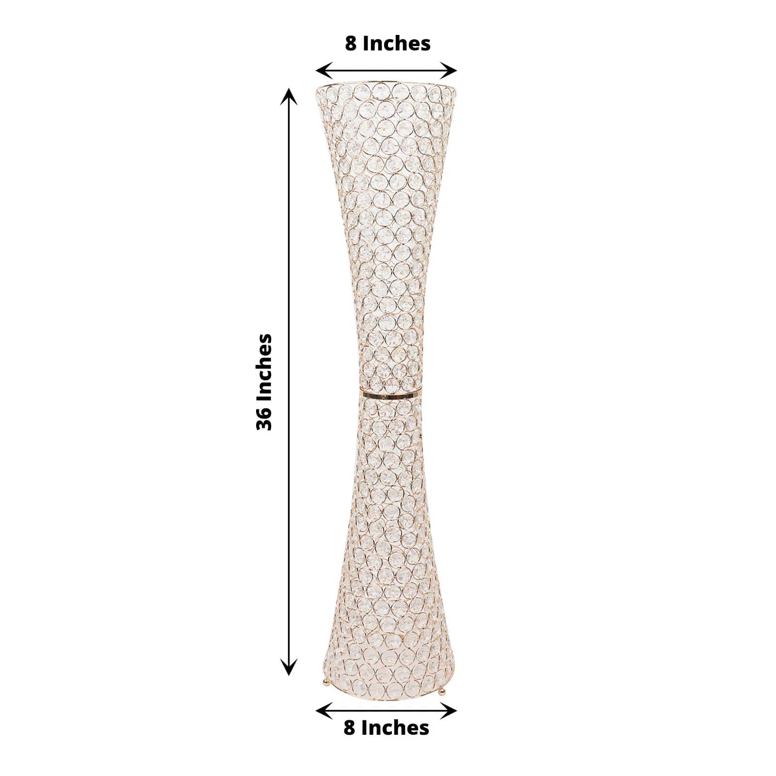 36-Piece Gold Metal Crystal Beaded Hurricane Flower Vase Centerpiece for Wedding, Home Decor, and Table Setting