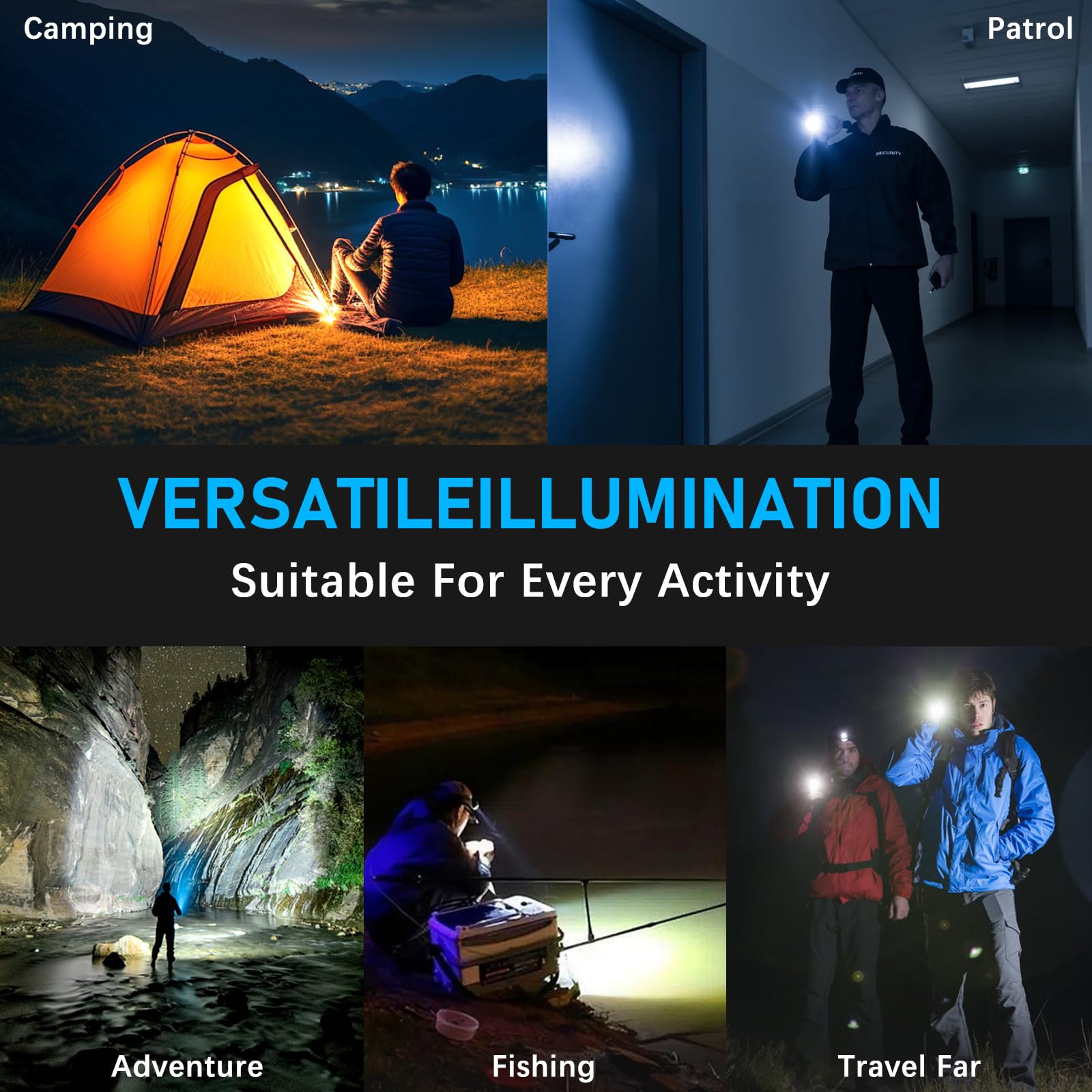 Alifa 2-Pack Rechargeable Flashlights - 1000000 Lumens Super Bright LED Tactical Flashlight, 5 Modes & Zoomable, Waterproof & High-Powered - Perfect for Camping, Hiking, Emergency & Outdoor Adventures