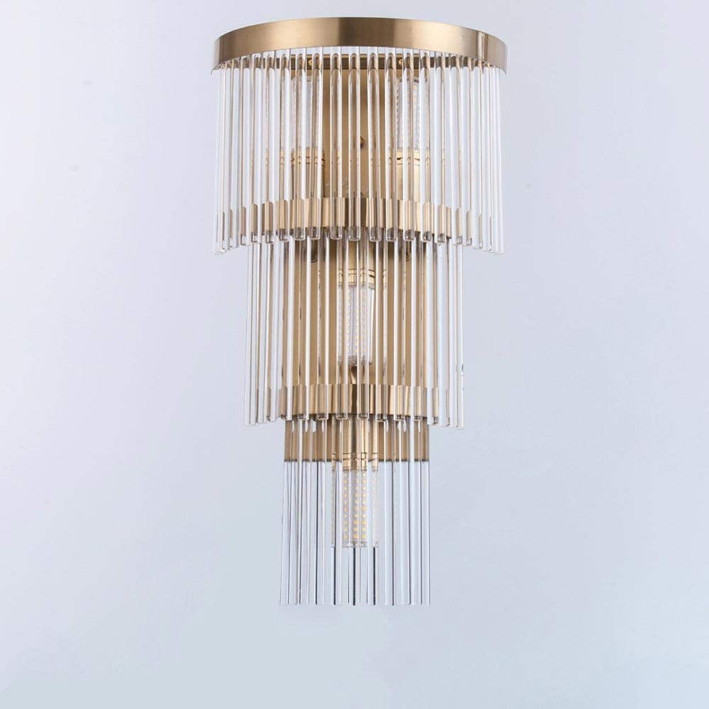 Modern Luxury Crystal Wall Sconces - Mid Century Decorative Wall Lantern with Tiered Clear Crystals for Bedroom, Bathroom & Kitchen Island Lighting - Elegant Wall Mounted Fixtures for Home Decor