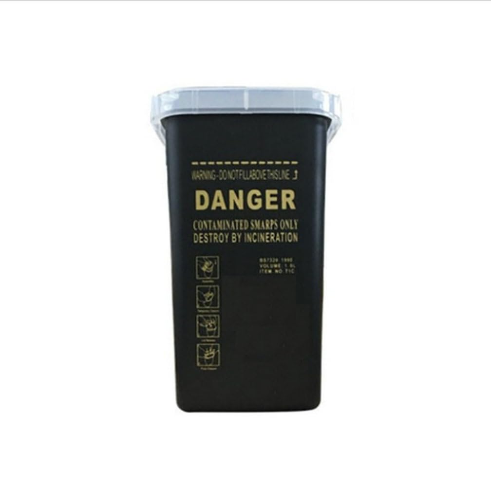 Portable Sharps Container for Beauty Salon & Needle Disposal Bin - Medical Waste Disposal for Professional Labs, Home Use & Travel - Small Biohazard Containers for Outdoor Safety (Black) - Perfect for Tattoo Artists, Nurses & Diabetic Care