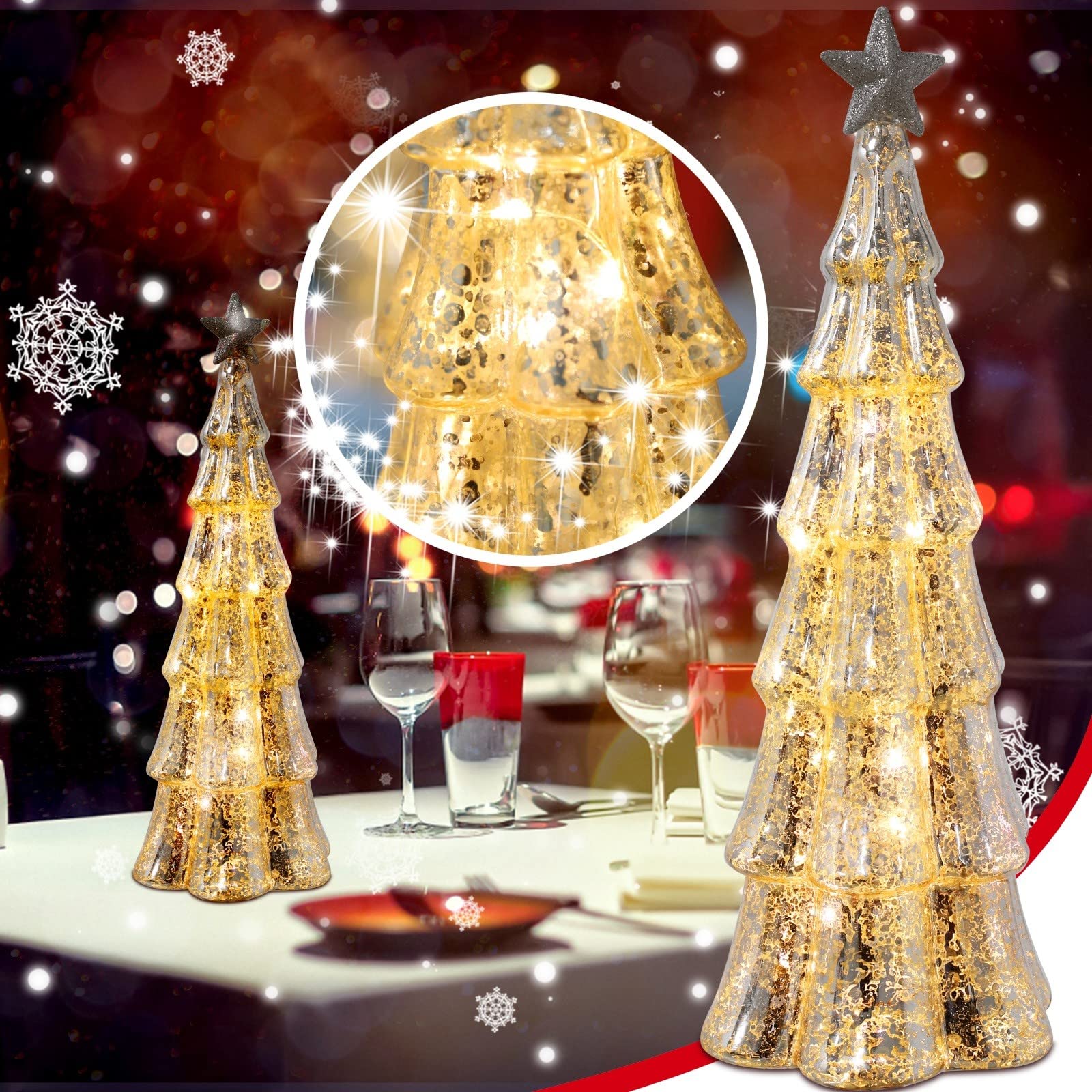 iLOOSKR Christmas LED String Lights - Gold Fairy Lights for Indoor & Outdoor Decor, Christmas Tree, Garden, Wedding, Party, Bedroom, Window & Year-Round Home Decorations
