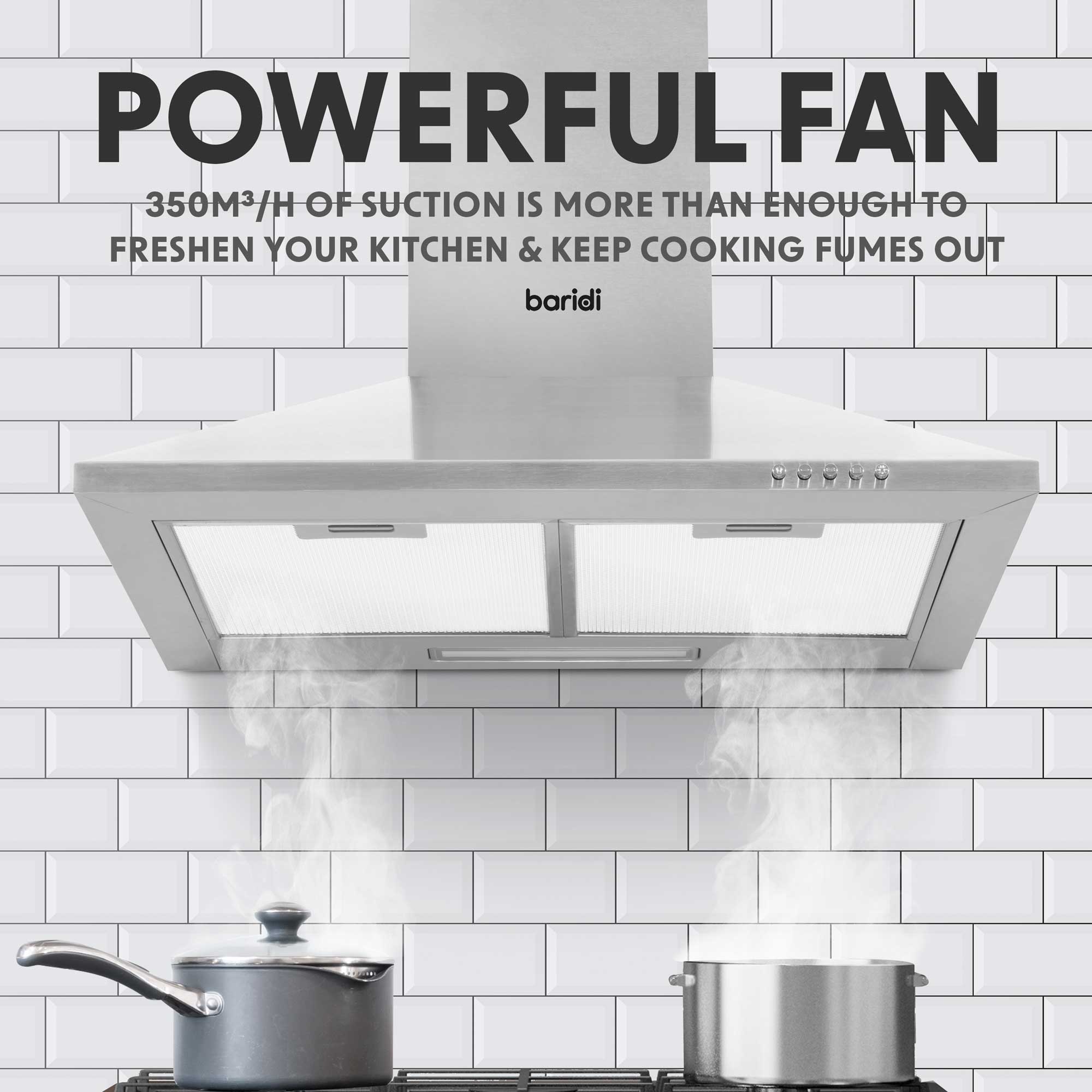 Baridi 4 Zone Ceramic Hob & Chimney Style Cooker Hood Bundle DH181 - Premium Kitchen Appliance Set for Modern Homes | Perfect for Cooking, Baking & Entertaining