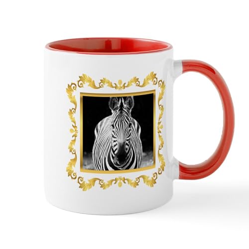 White/Red Inside - Zebra Framed Mugs