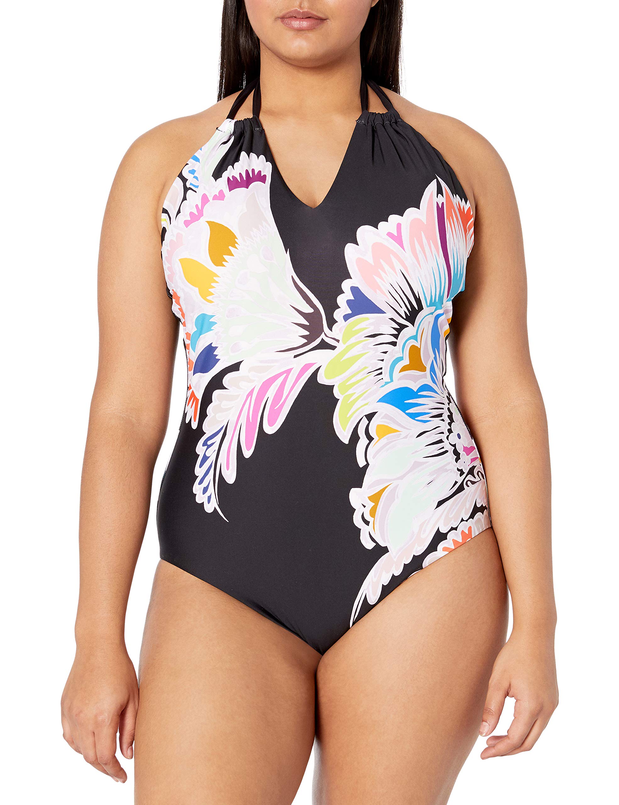 Trina Turk Women's High Neck Halter One Piece Swimsuit - Stylish Bathing Suit for Beach, Pool & Vacation | UPF 50+ Sun Protection Swimwear