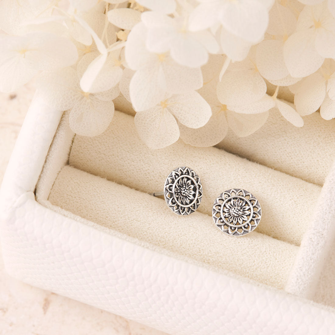 Sunflower Mantra Stud Earrings - Spiritual Boho Jewelry for Women - Perfect for Yoga, Meditation & Everyday Wear