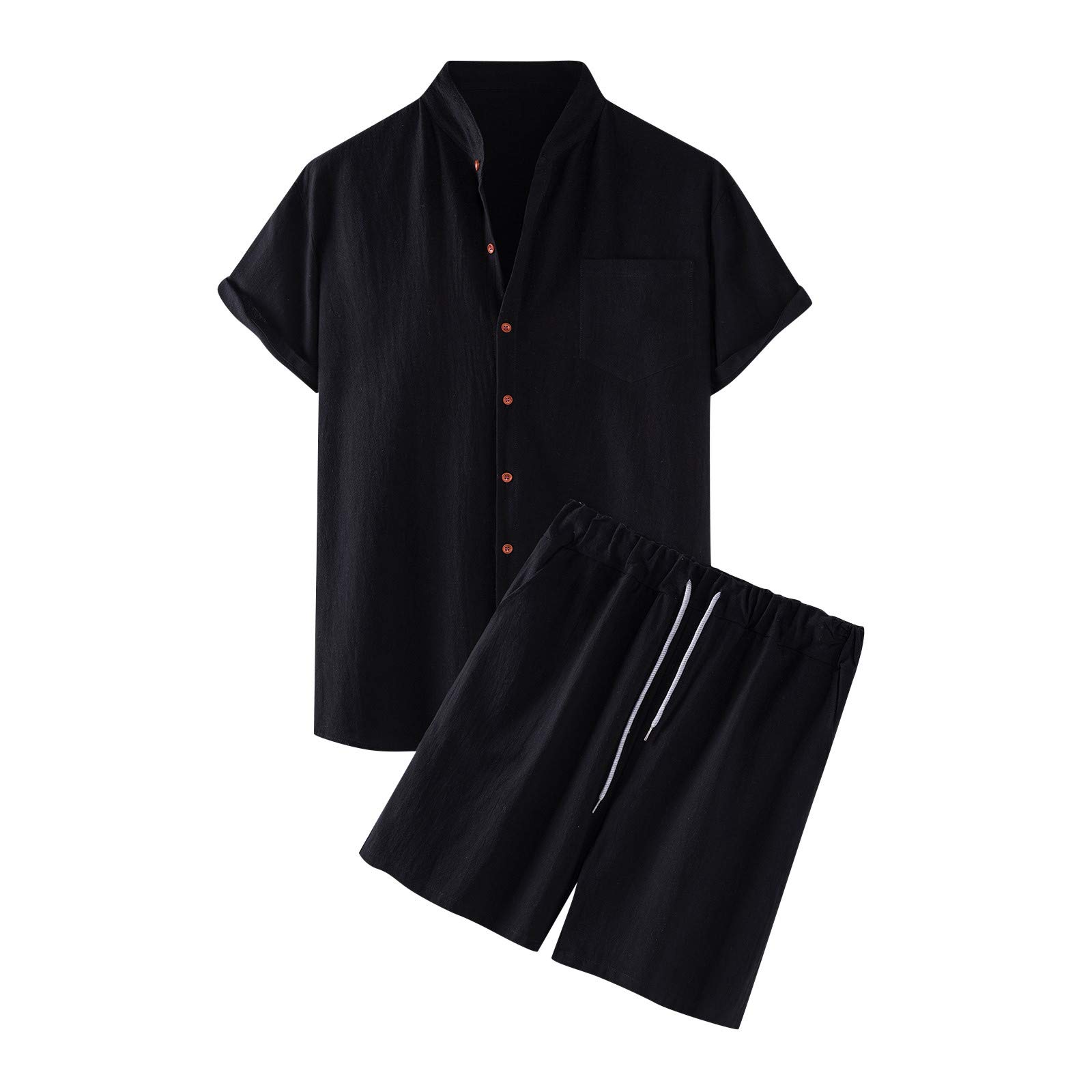 BGFIPAJG Men's Summer Tracksuit - 2-Piece Cotton Short Sleeve Shirt & Shorts Set for Beach, Athletic Wear & Valentine's Day Outfits | Breathable Comfort for Sports, Vacation & Casual Summer Style
